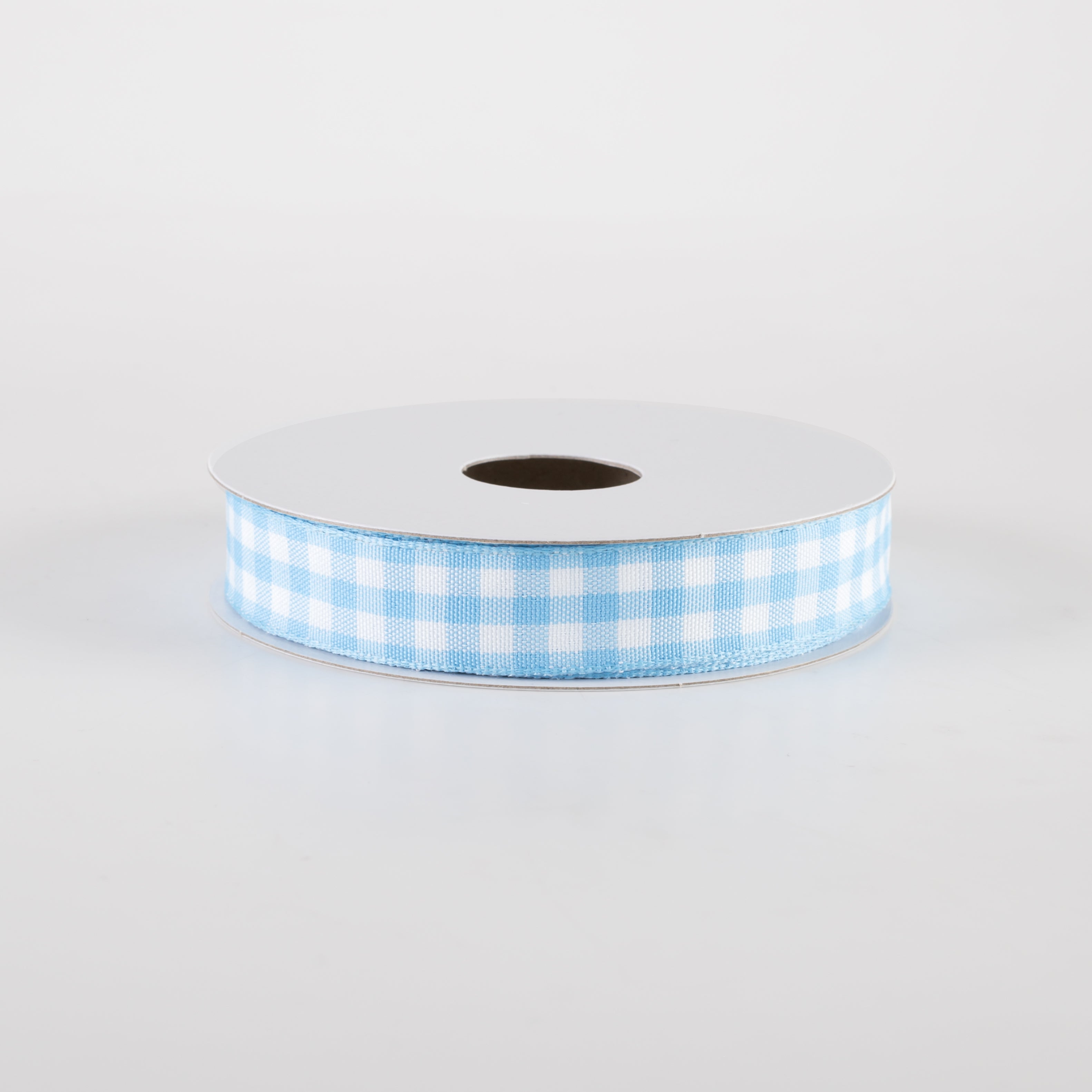 5/8" Classic Check Ribbon: Light Blue & White (10 Yards) Item Number: 47101-03-04