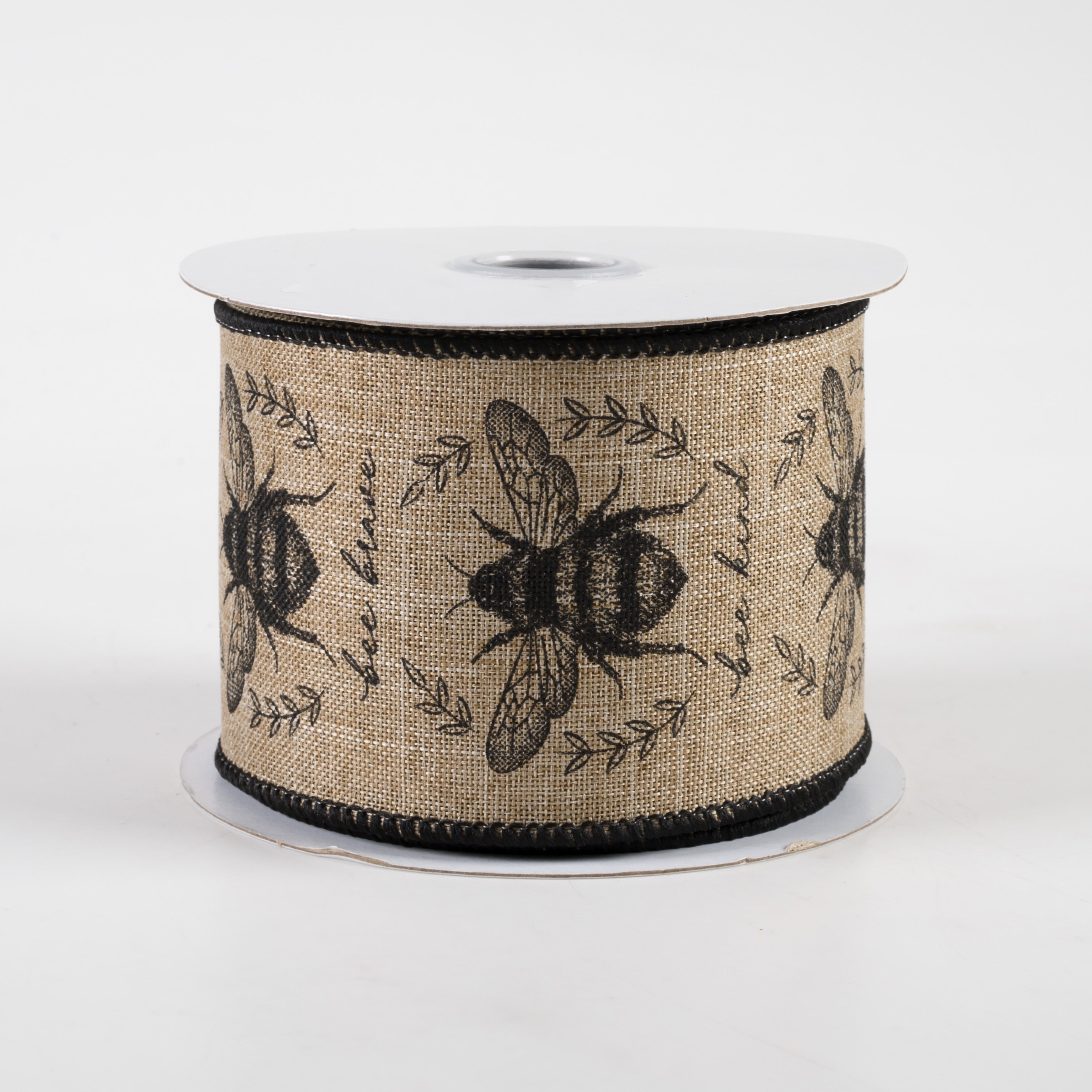 2.5" Classic Honey Bees Ribbon: Beige (10 Yards)