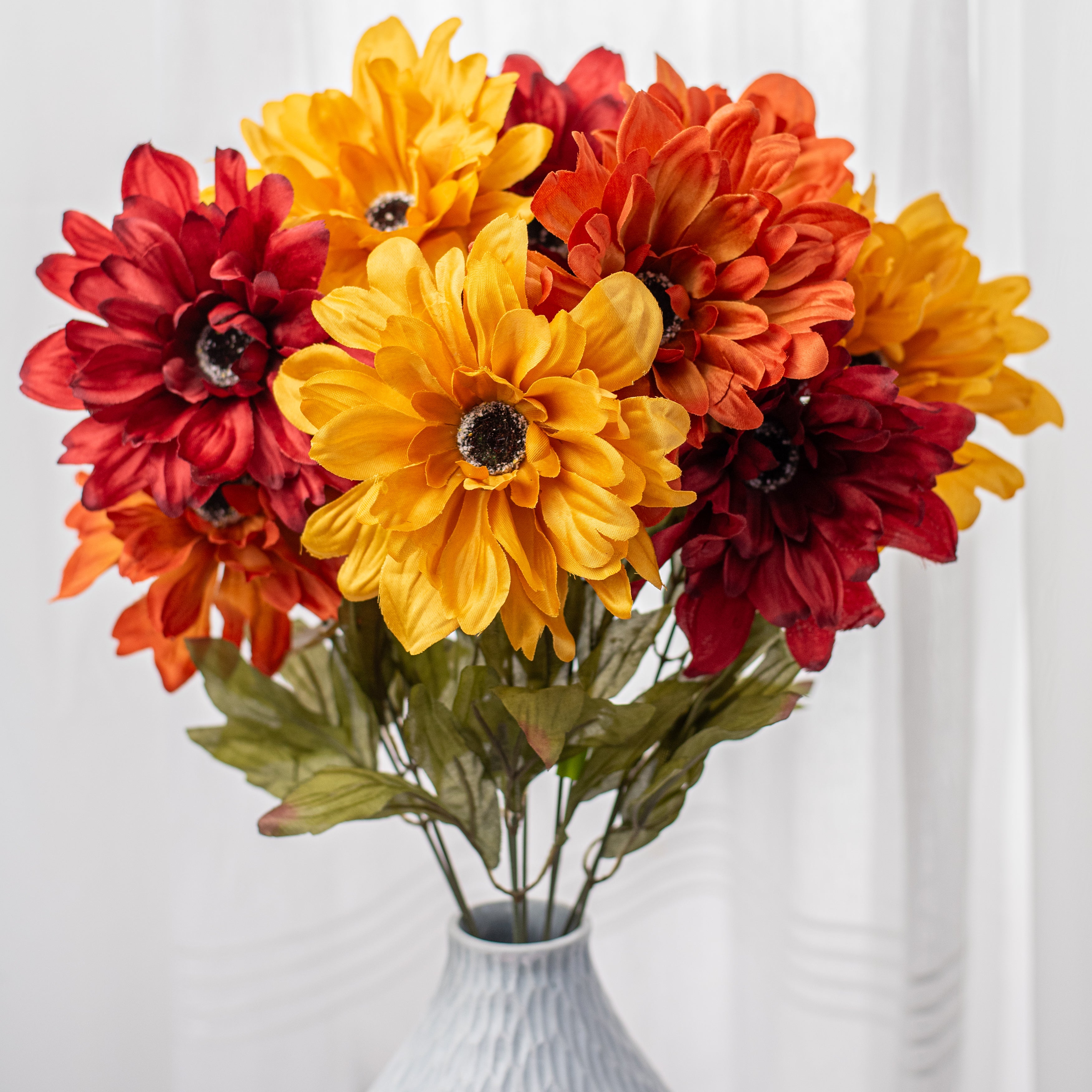20" Color Fast Dahlia Bush: Fall Hues (9 Stem) Item Number: 30393BRIBN