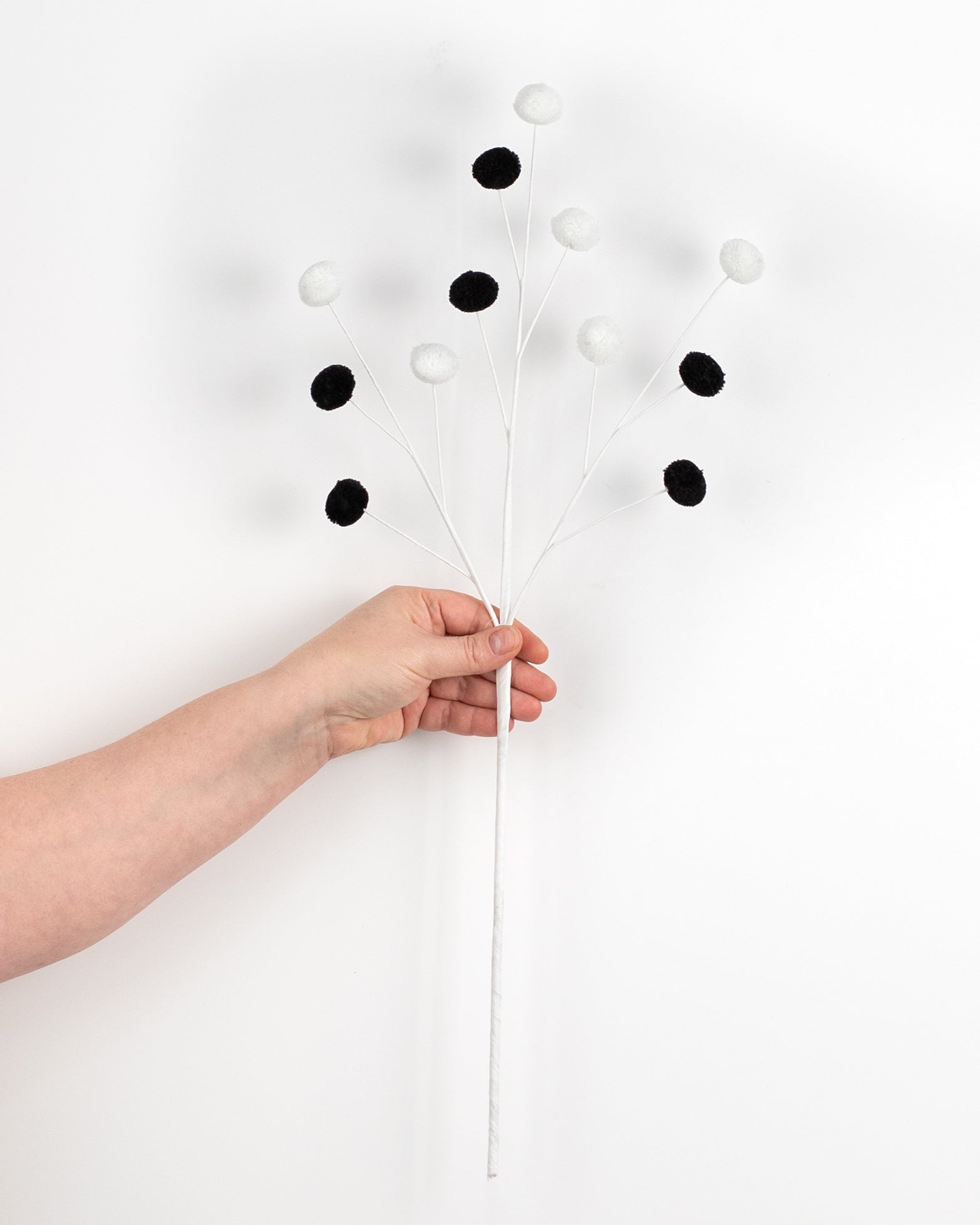 23" 2-Color Pom Pom Spray: Black & White detail photo 3