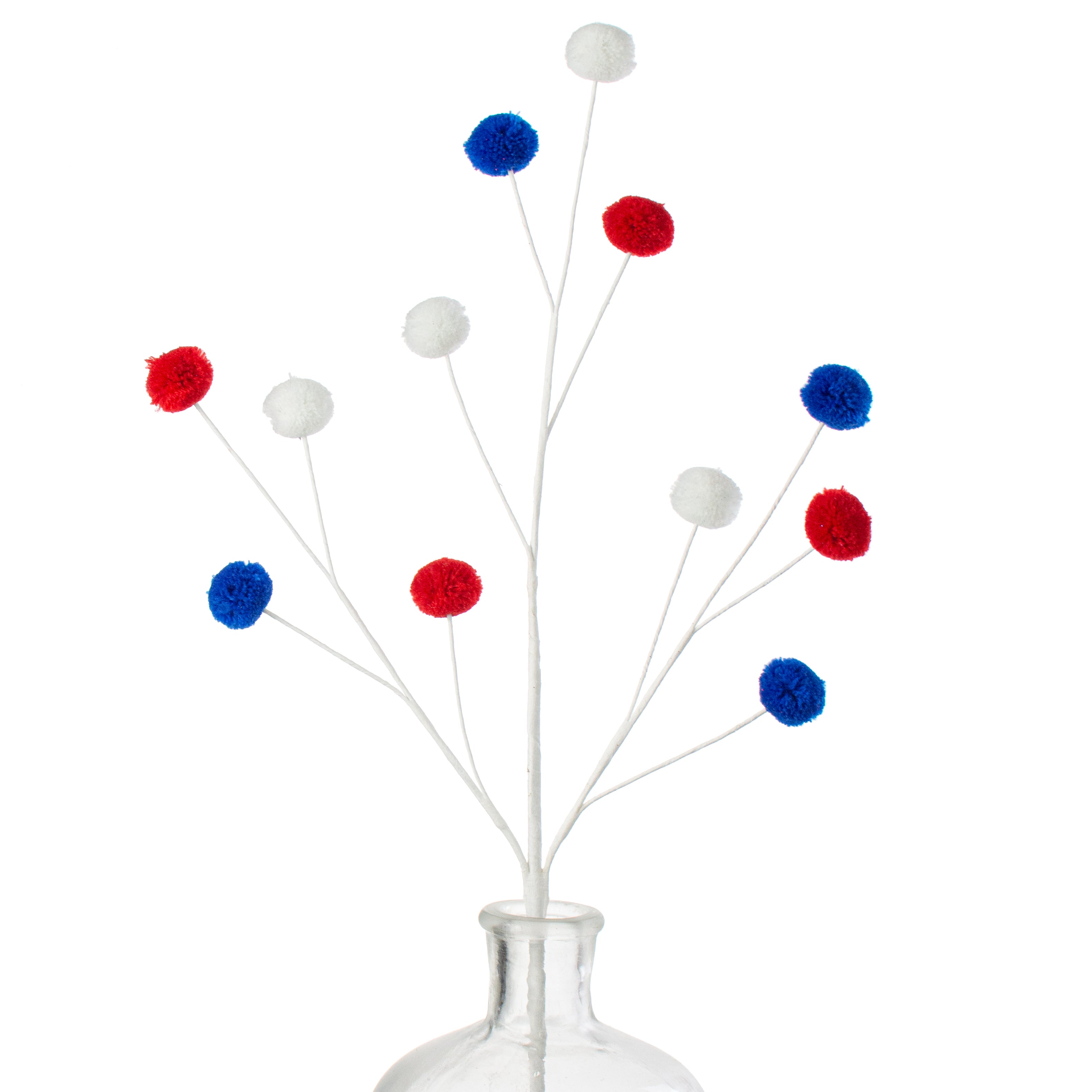 23" 3-Color Pom Pom Spray: Red, White & Blue Item Number: MN029633