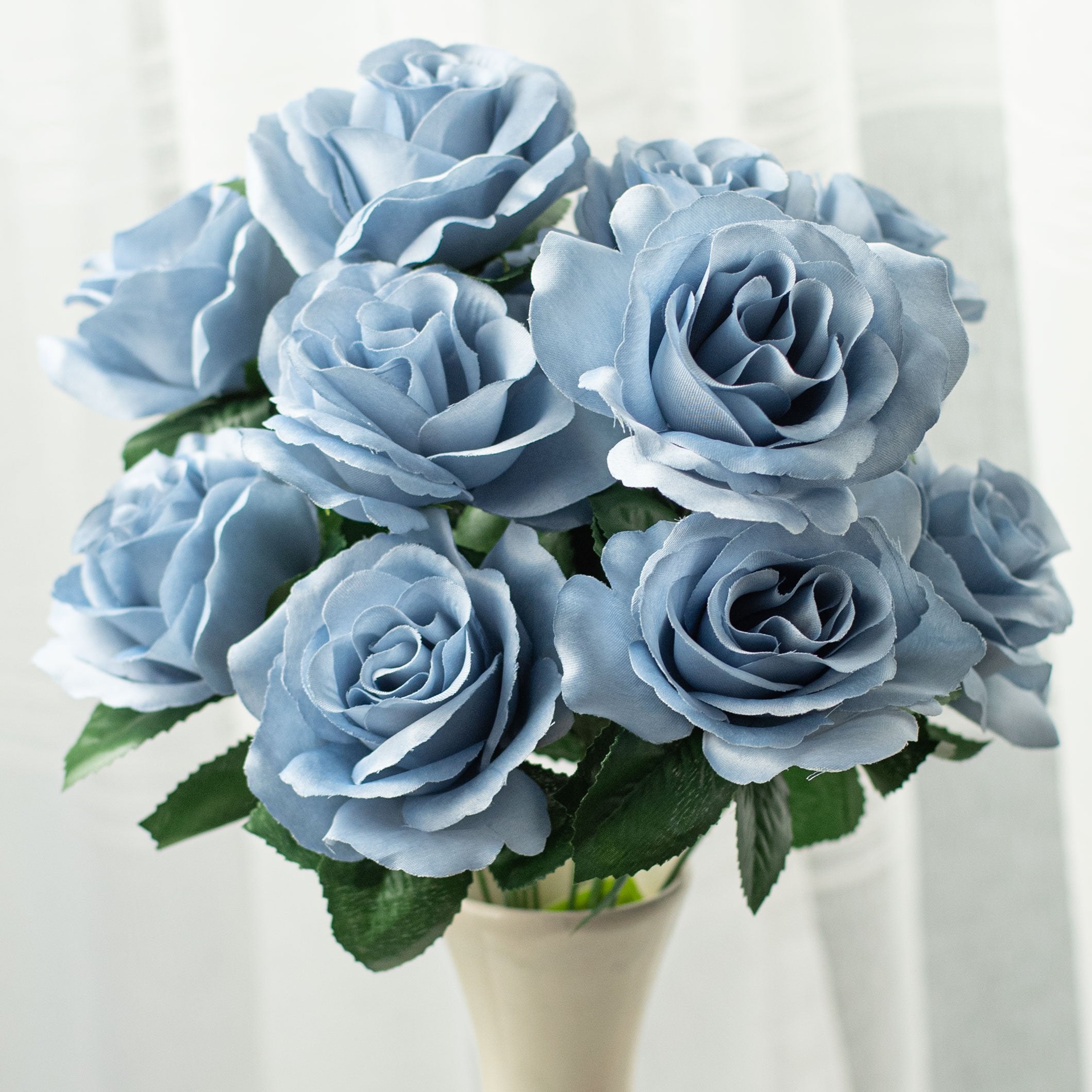 17" Colorfast Lillian Open Rose Bush: Dusty Blue (12) Item Number: 30388DTBL