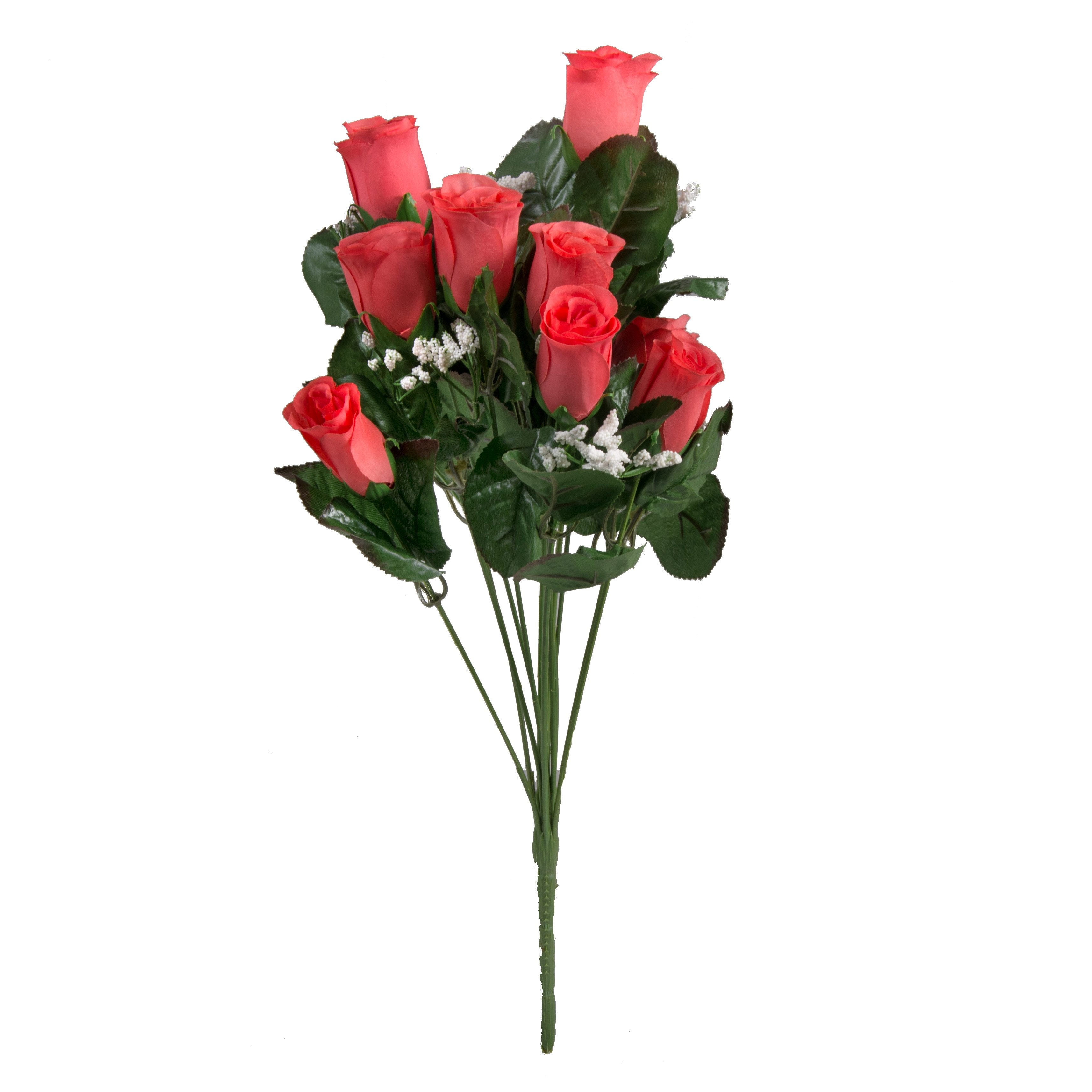 18" Colorfast Lillian Rose Bud Bush: Coral (14) detail photo 4