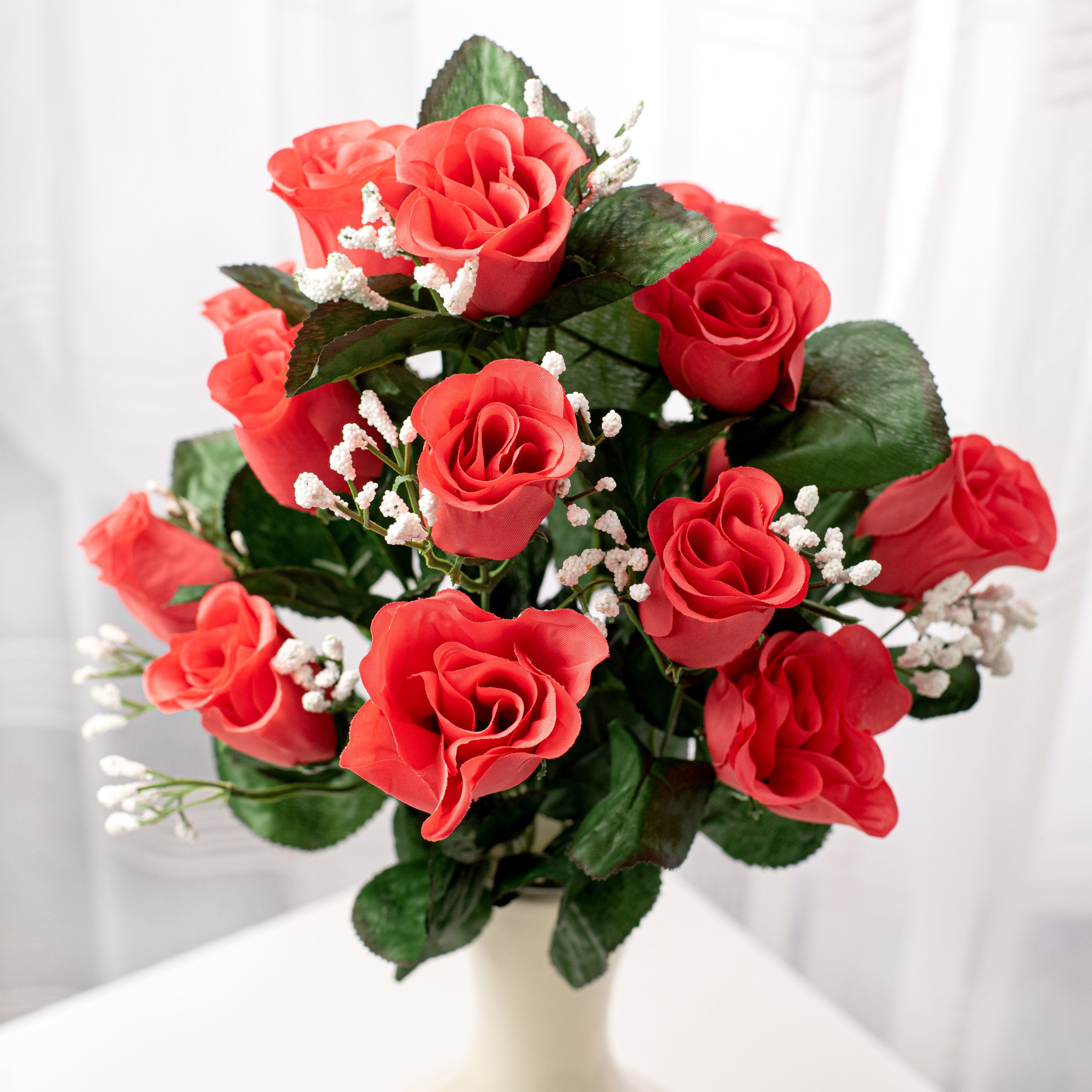 18" Colorfast Lillian Rose Bud Bush: Coral (14) Item Number: 30308CO