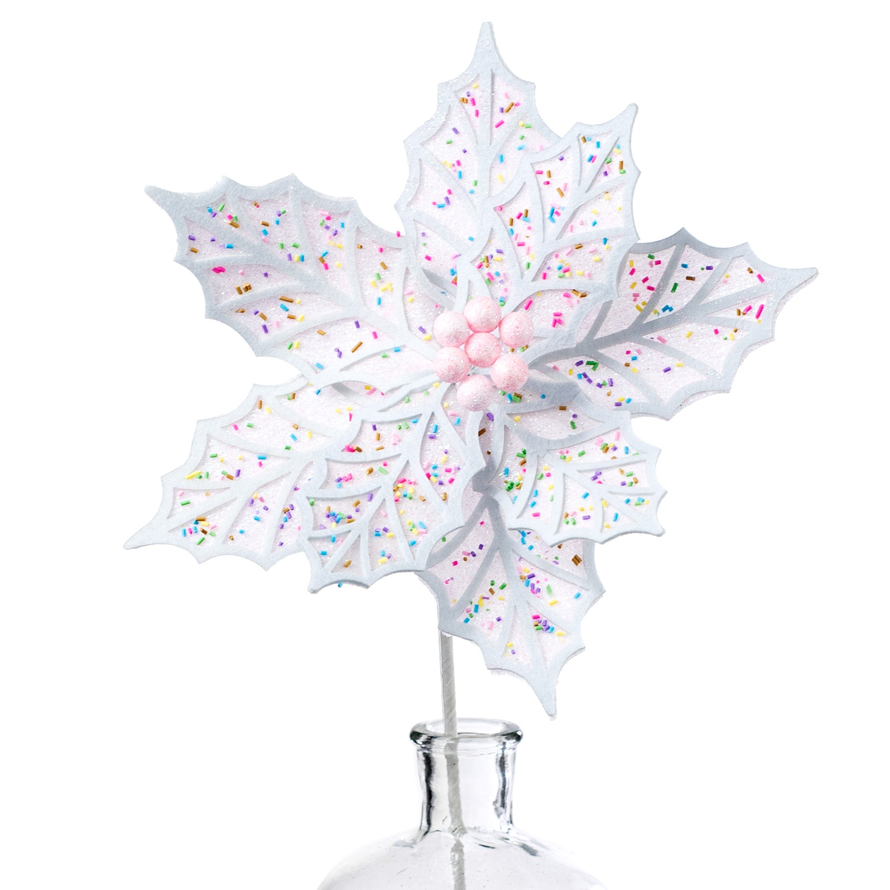 22" Confetti Poinsettia Stem: Pink & White Item Number: 187293