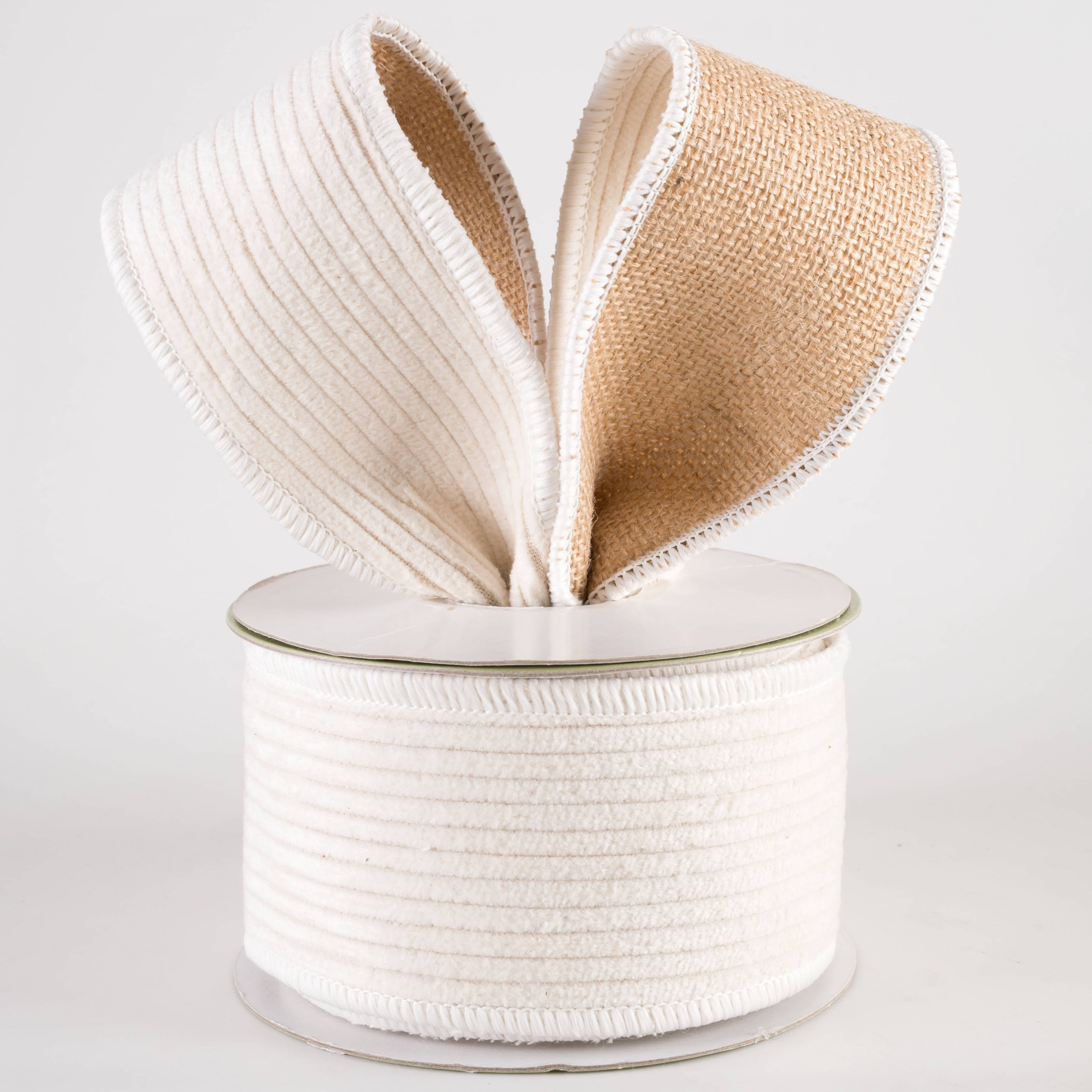 2.5" Corduroy & Burlap Double Sided Ribbon: Cream (5 Yards) Lifestyle Photo