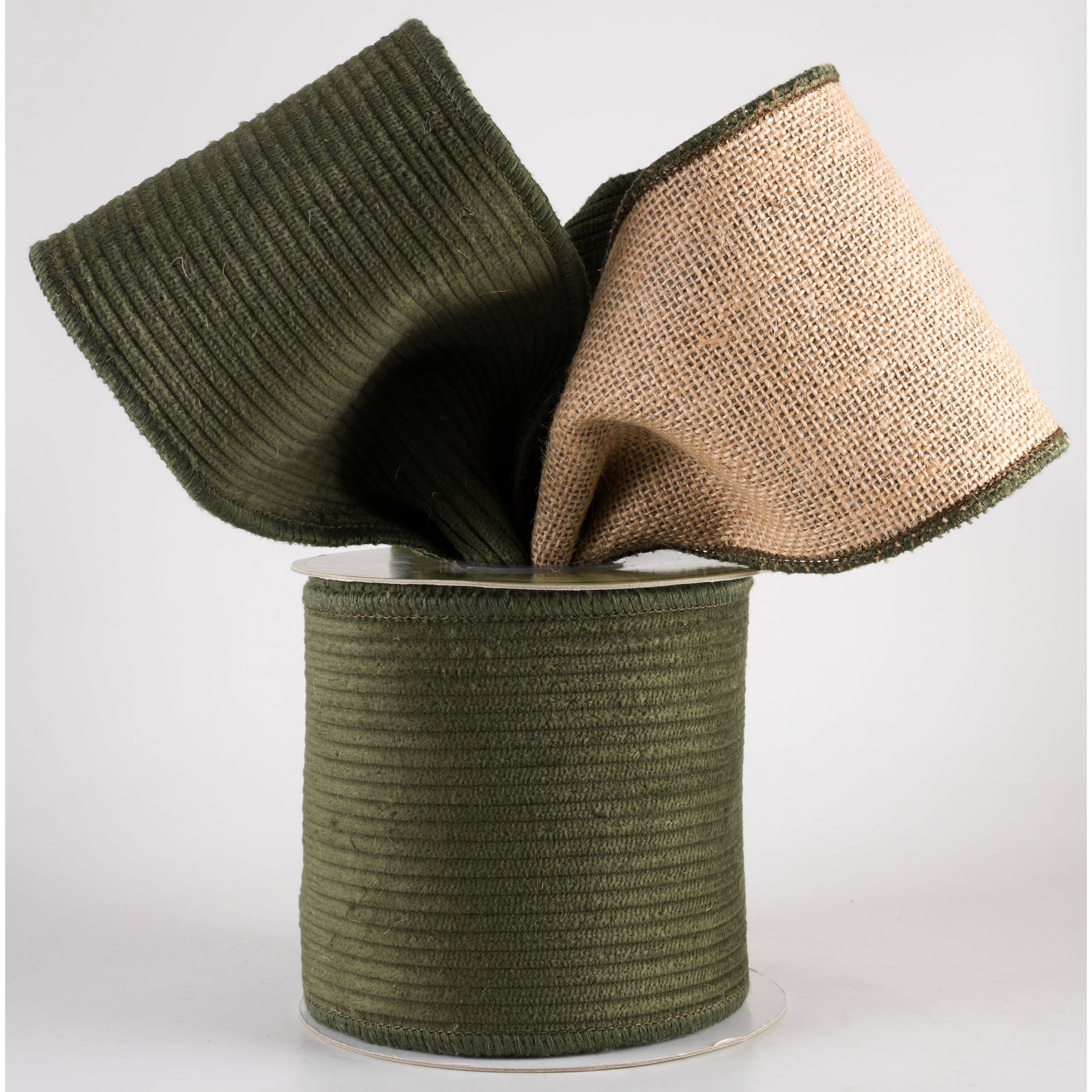 4" Corduroy & Burlap Double Sided Ribbon: Green (5 Yards) Lifestyle Photo