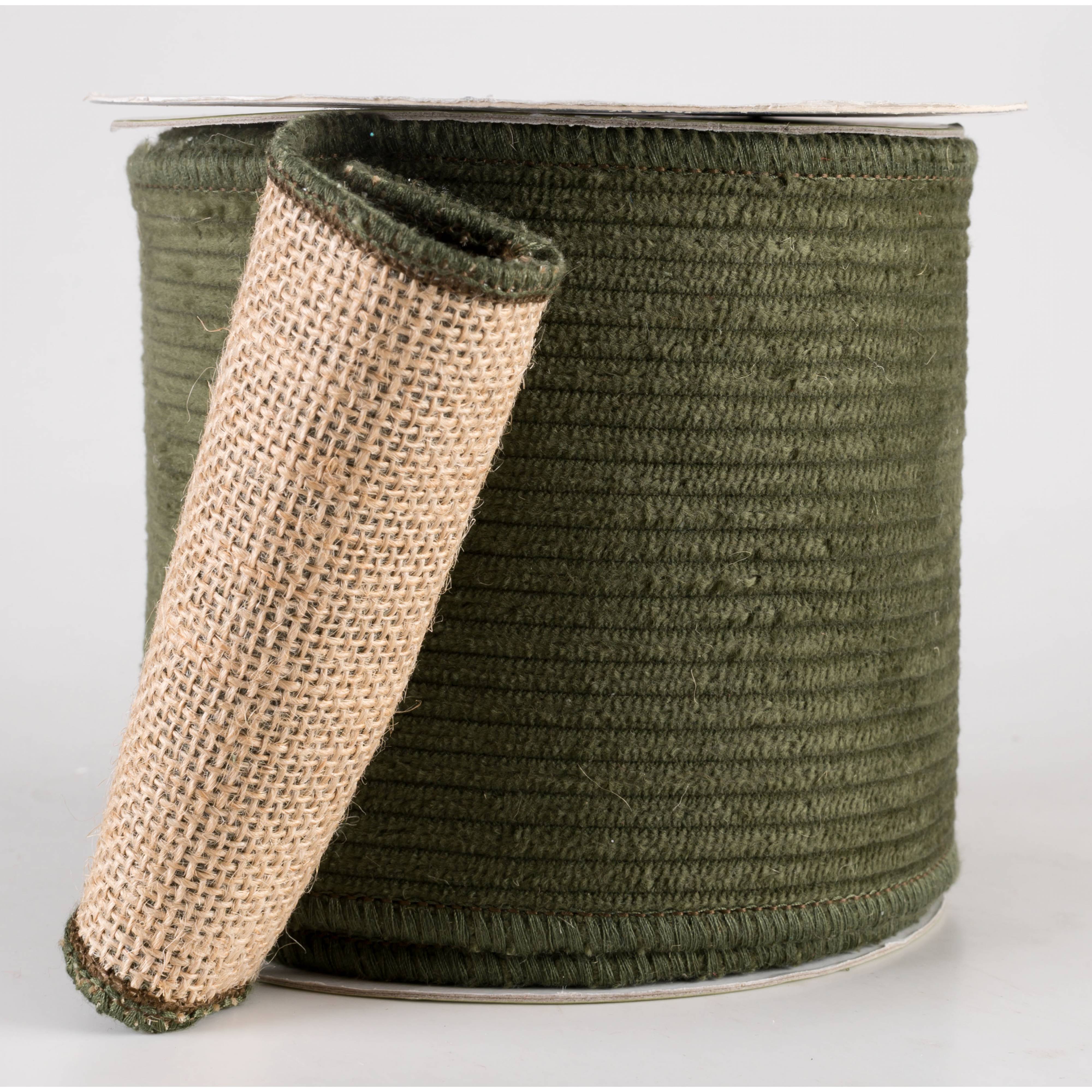 4" Corduroy & Burlap Double Sided Ribbon: Green (5 Yards) Item Number: RW2787-GR