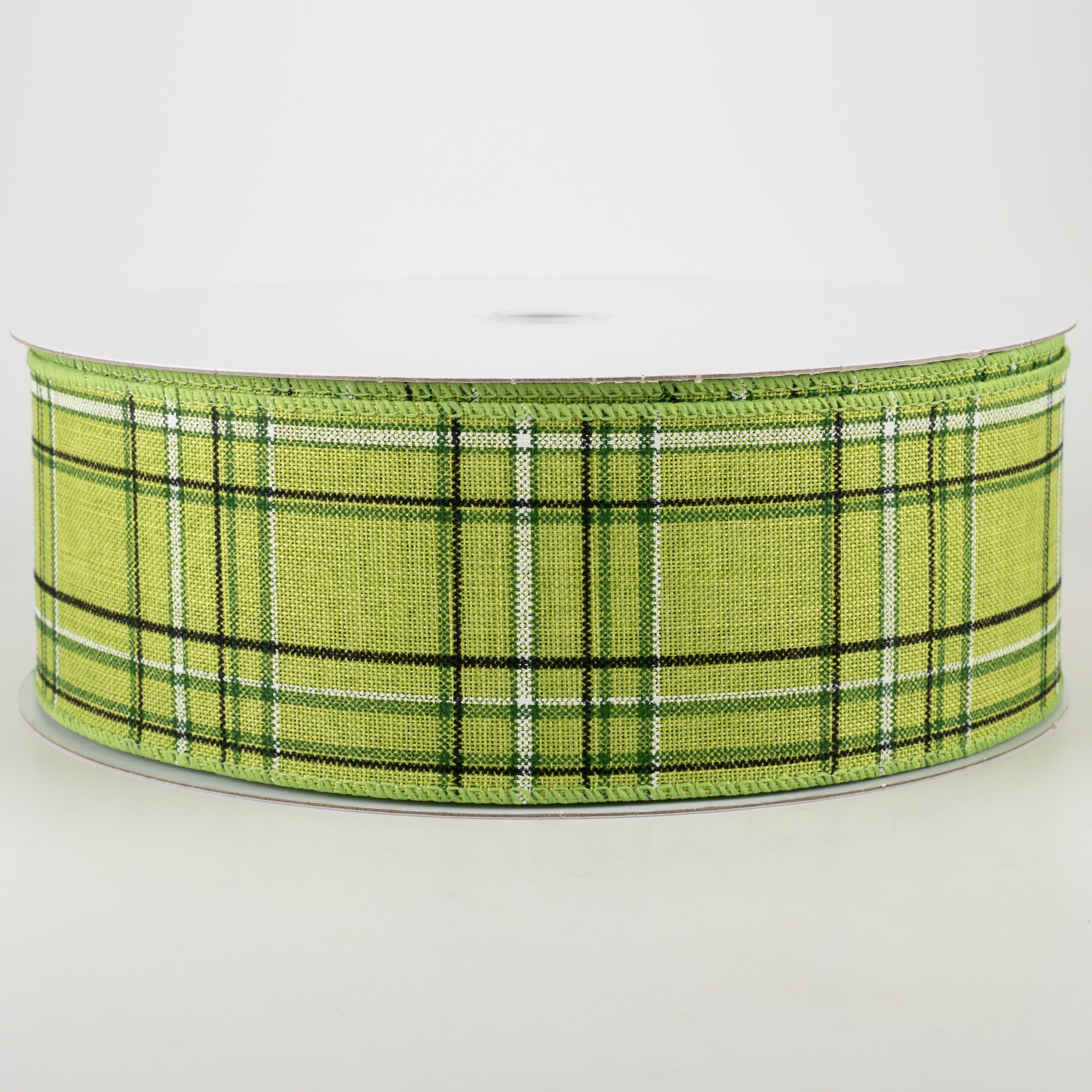 2.5" Cornelia Plaid Ribbon: Green, White & Black (50 Yards) Item Number: 841-40-238