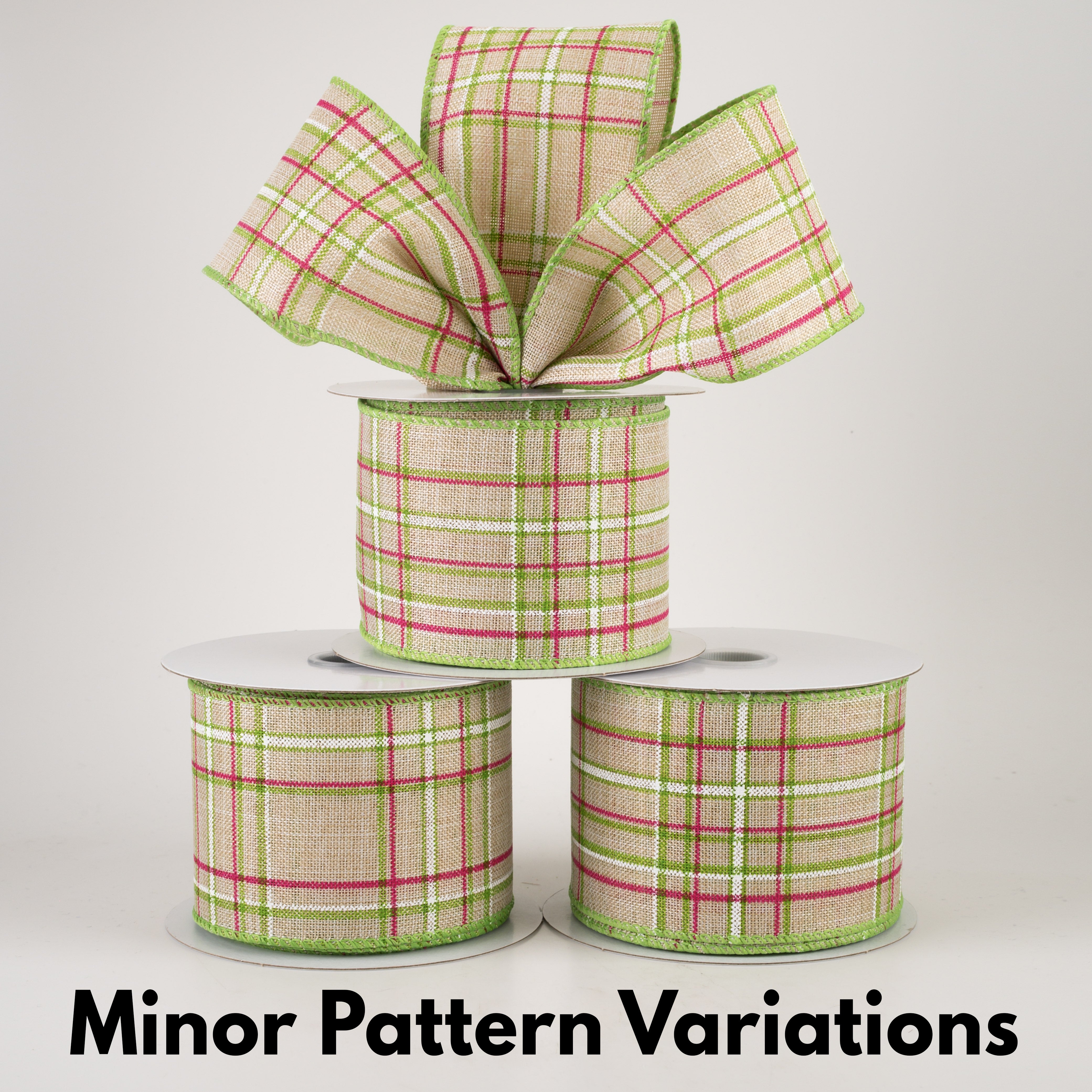 2.5" Cornelia Plaid Ribbon: Natural, Fuchsia, Green & White (10 Yards) Lifestyle Photo