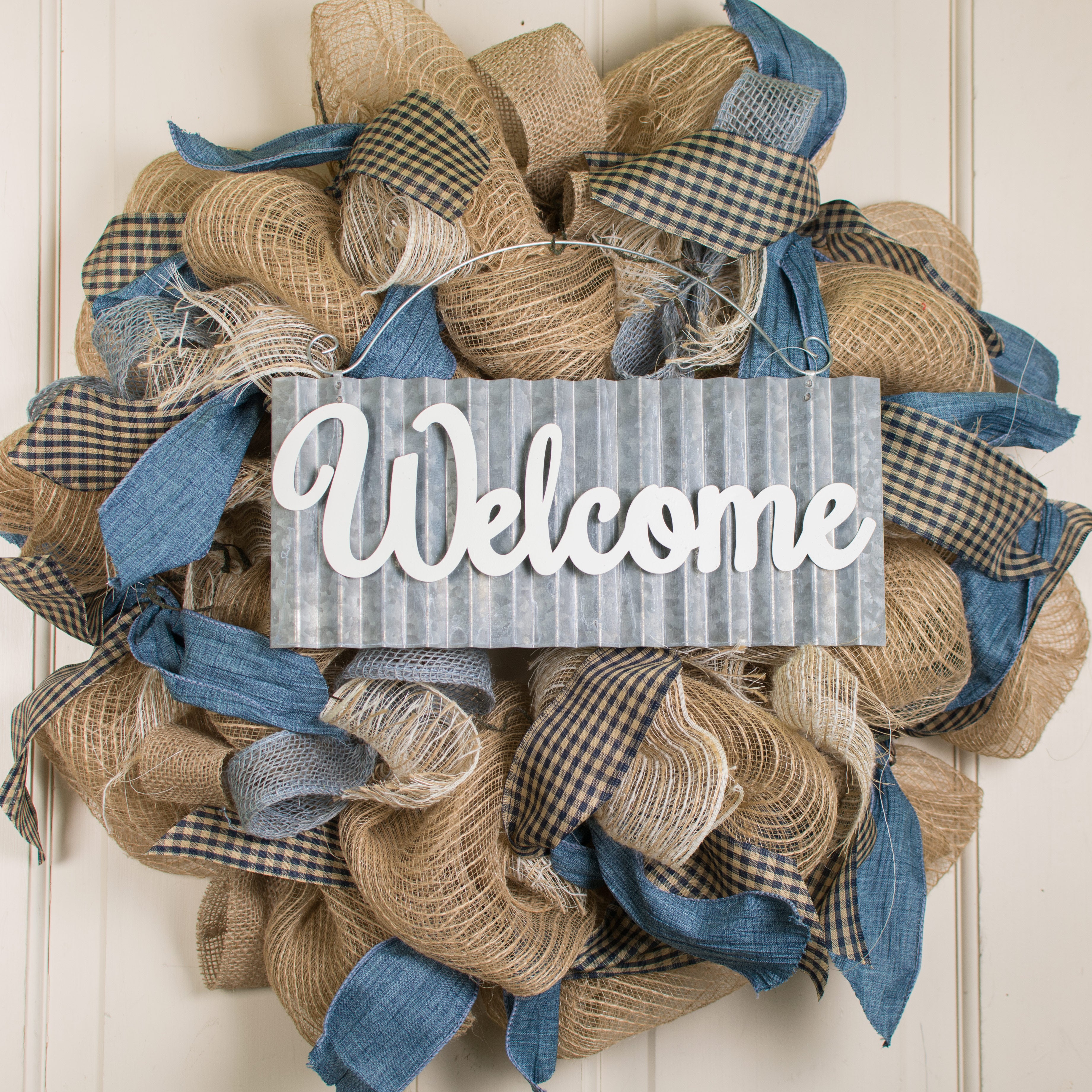13" Corrugated Tin Welcome Cutout Sign Lifestyle Photo