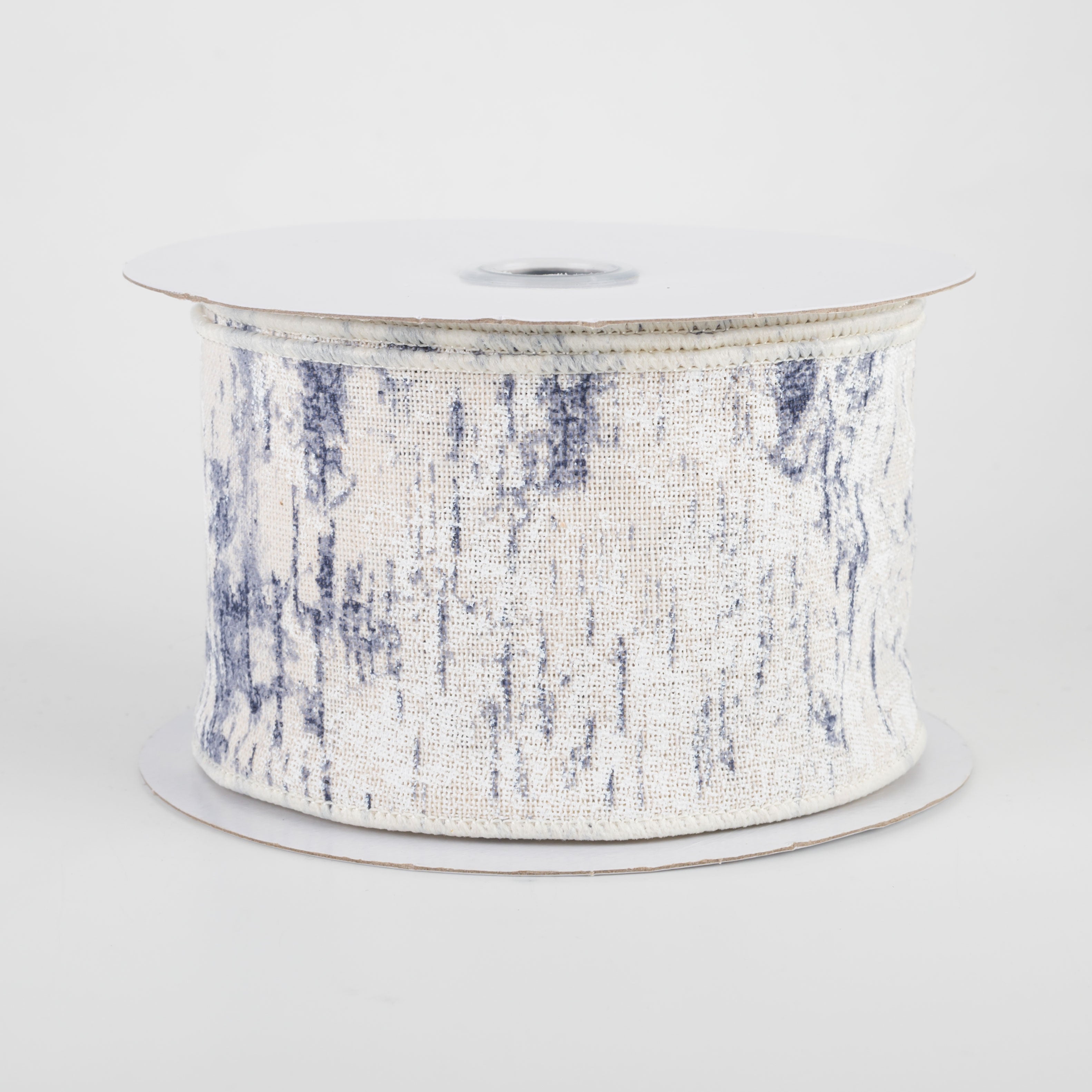 2.5" Cotton Birch Bark Ribbon: Ivory, Smoke Blue, Navy (10 Yards)