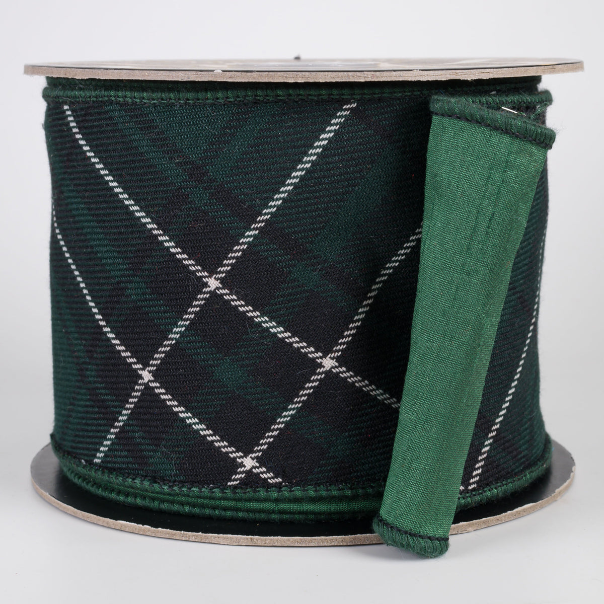 4" Cotton Black Watch Diamond Plaid & Fused Dupioni Ribbon (10 Yards) Item Number: RR0001