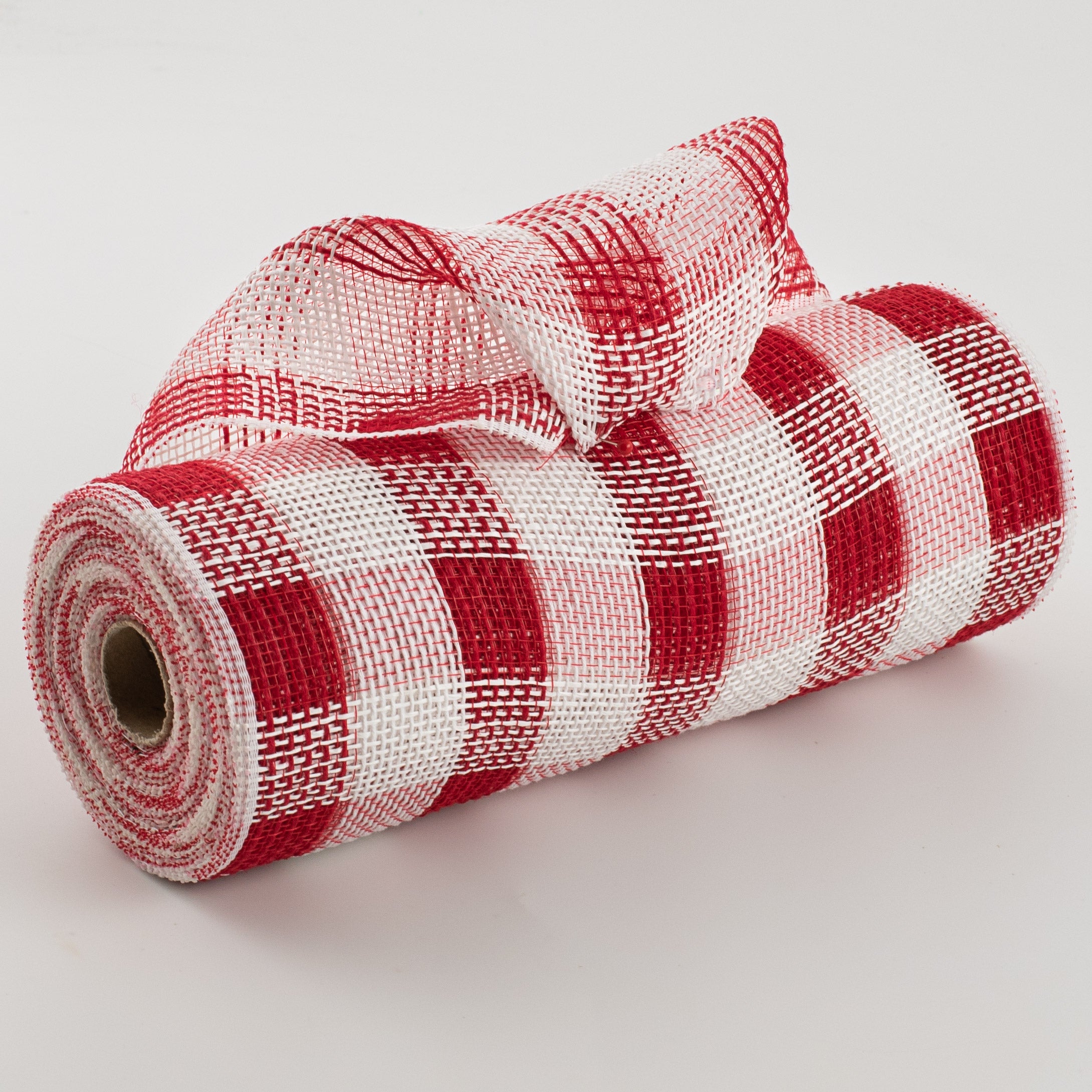 10" Cotton Check Deco Mesh: Red & White Item Number: RY830749