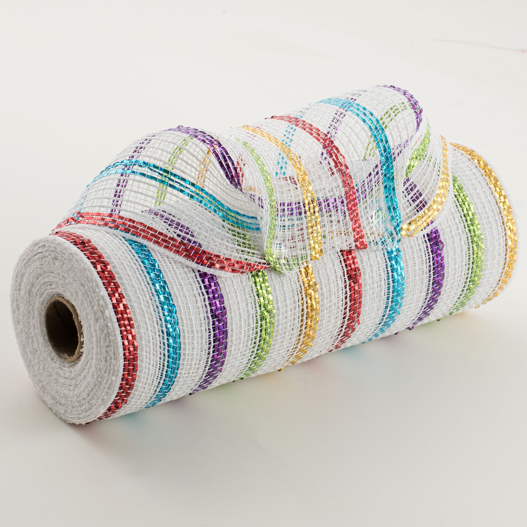10" Cotton Poly Deco Mesh: White/Multi (10 Yards) Item Number: RY801284