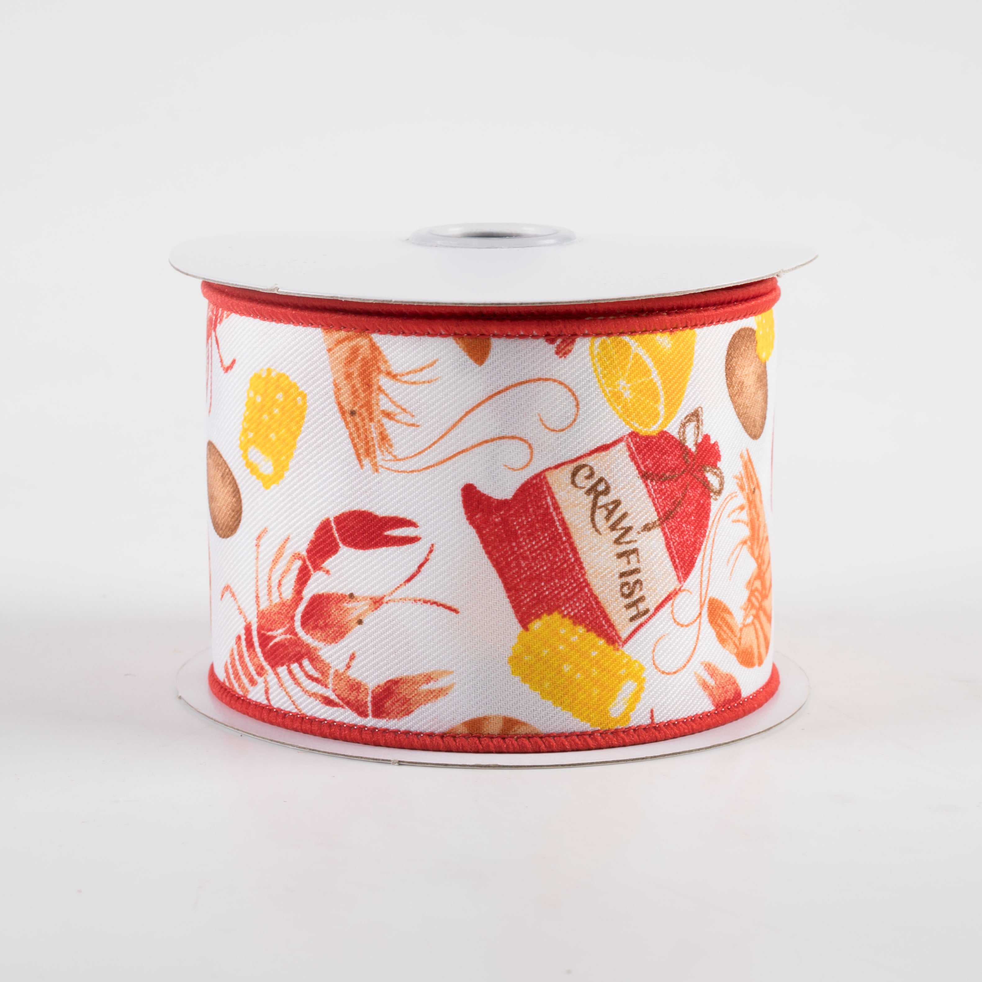 2.5" Crawfish Boil Ribbon: White (10 Yards)