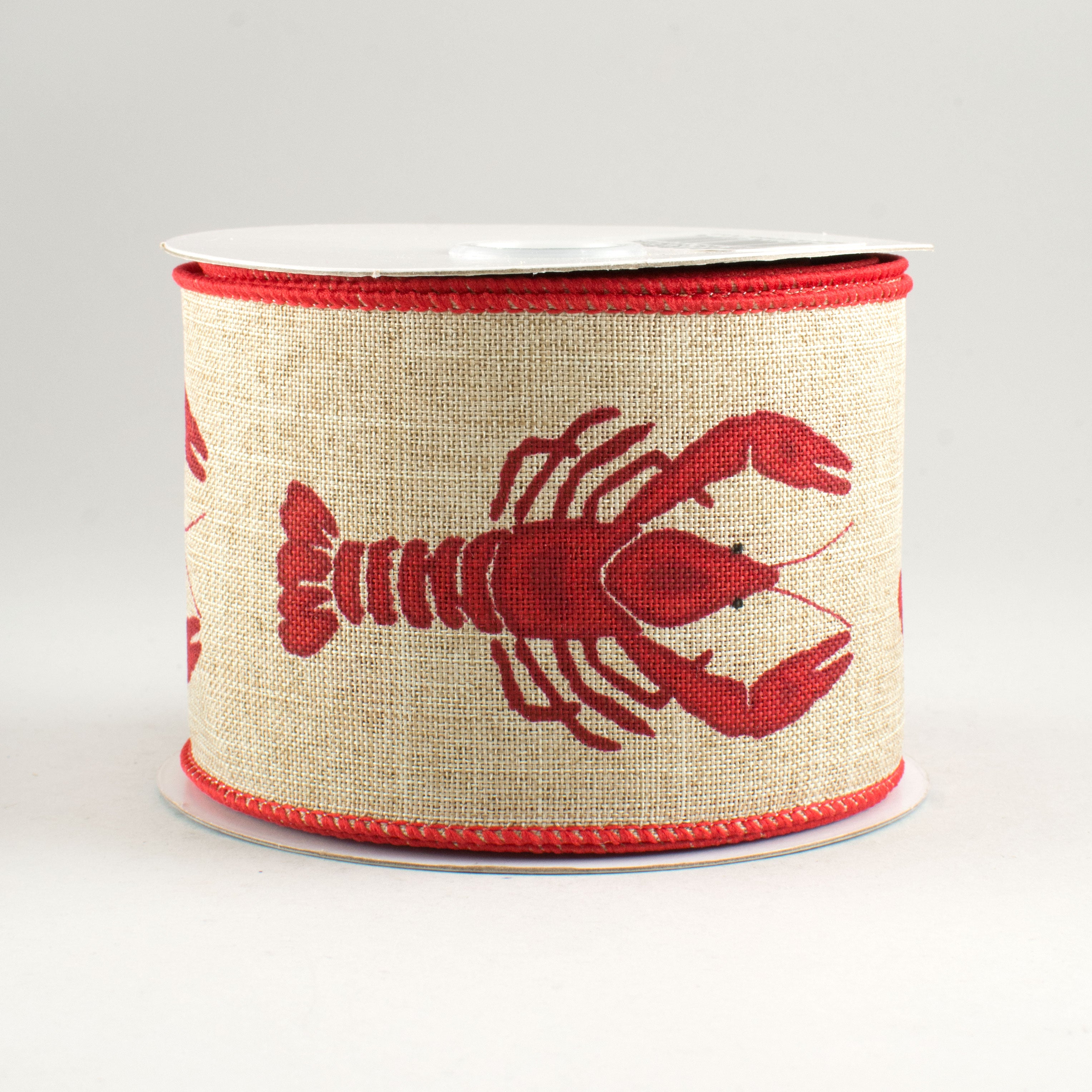 2.5" Crawfish Ribbon: Natural & Red (10 Yards)