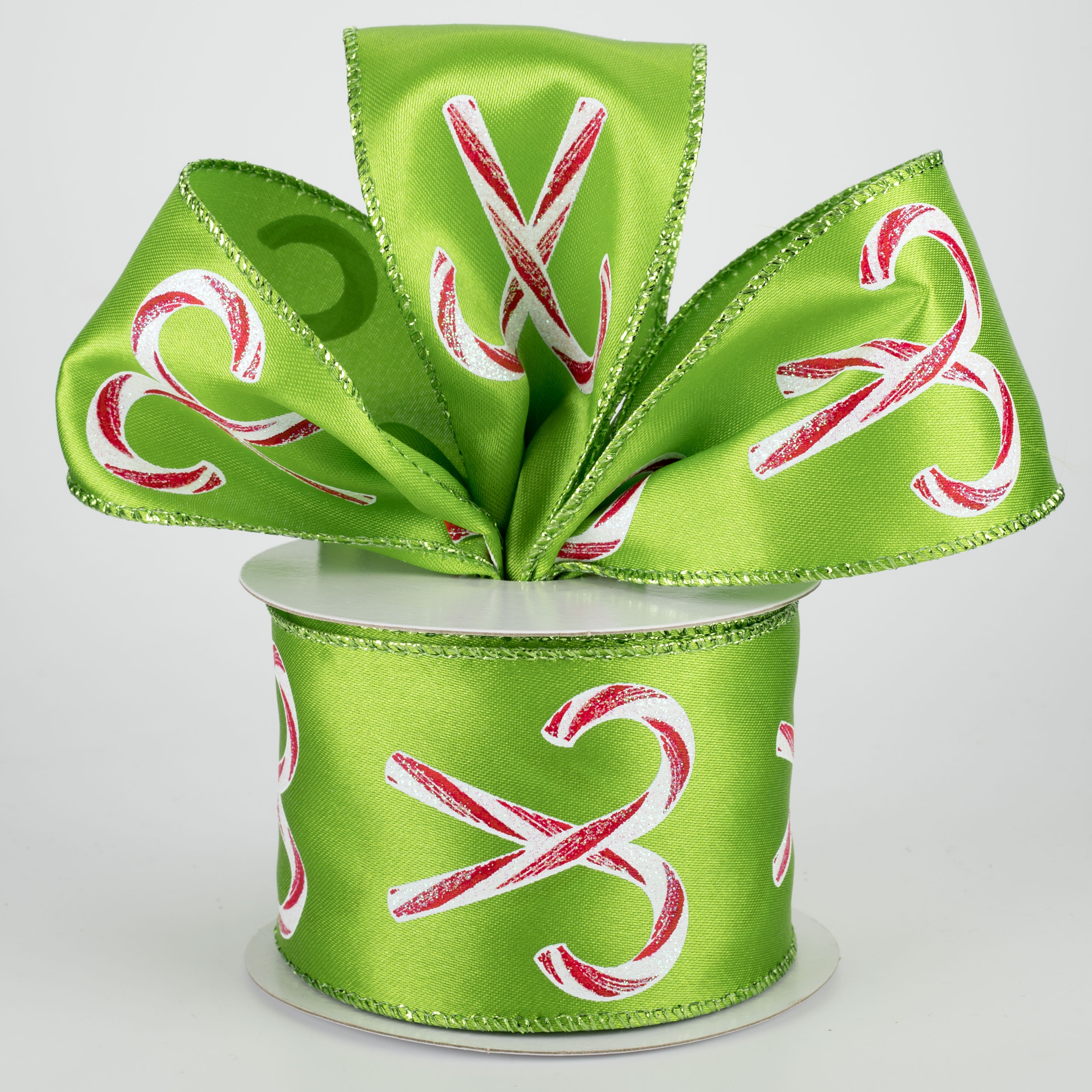 2.5" Criss Cross Candy Cane Ribbon: Lime (10 Yards) Lifestyle Photo