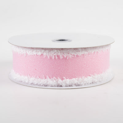 1.5" Crystal Shine Fuzzy Edge Ribbon: Pink & White (10 Yards)