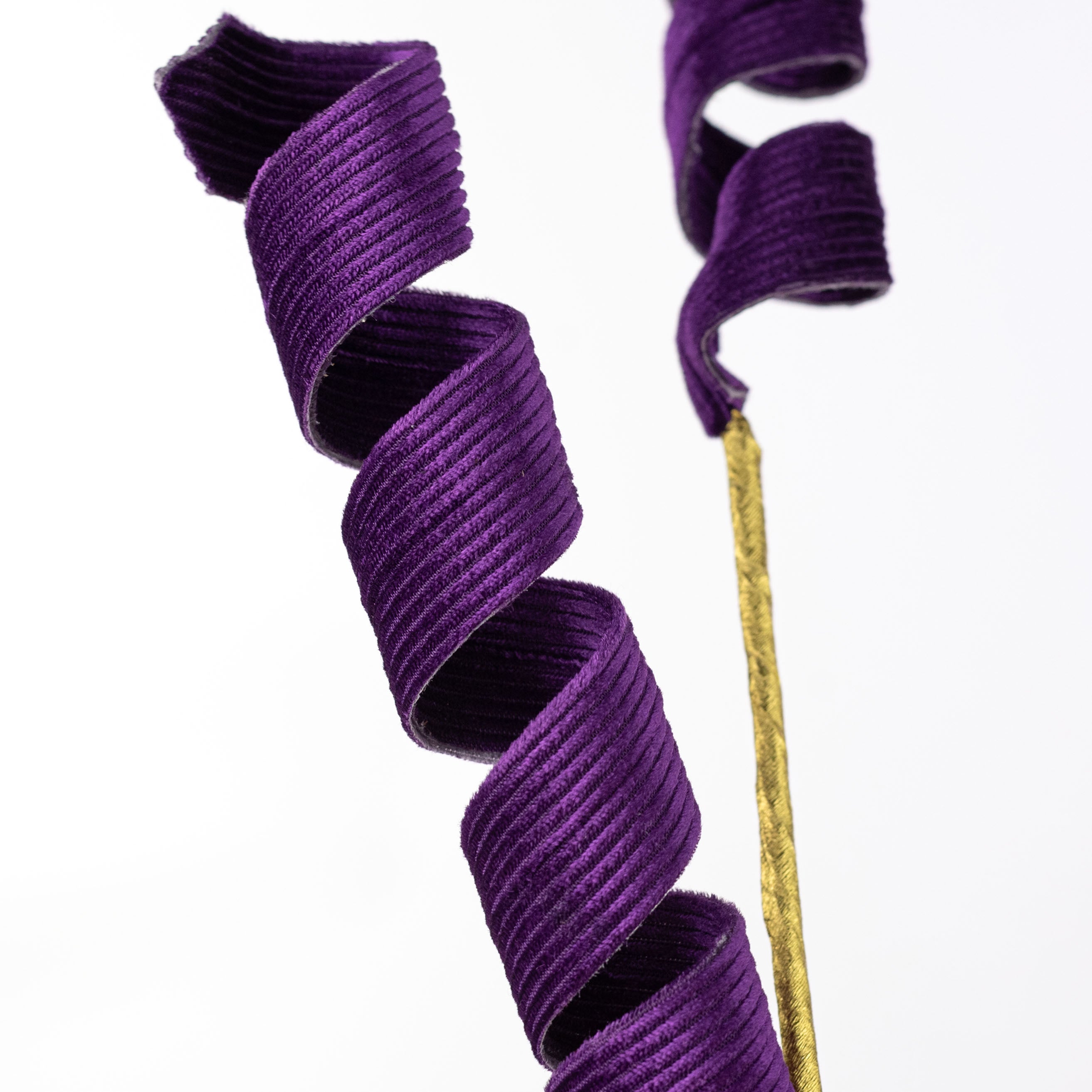 24" Curly Spray: Ribbed Purple Velvet Lifestyle Photo