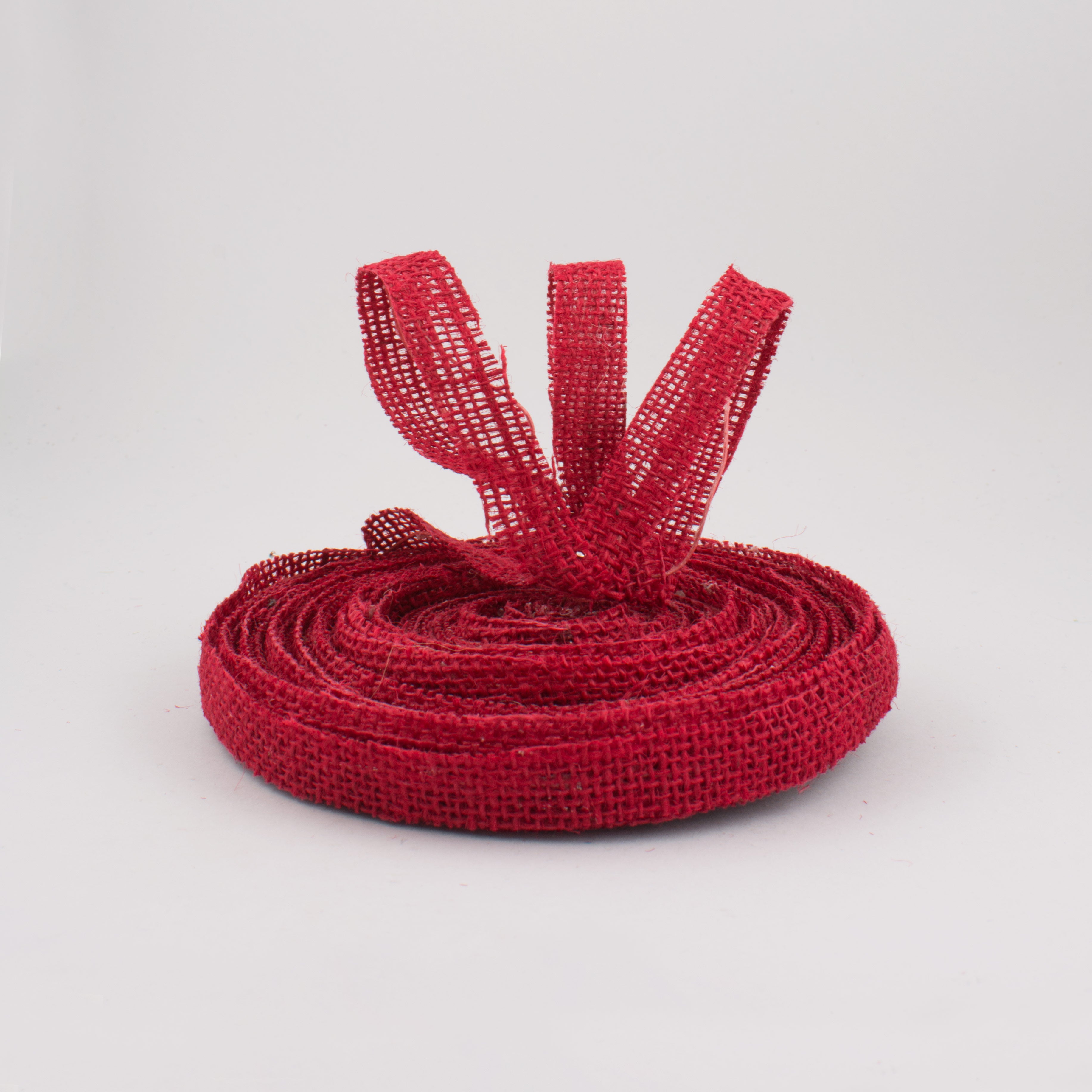 5/8" Cut Edge Center Wire Burlap Ribbon: Red (10 Yards) Lifestyle Photo