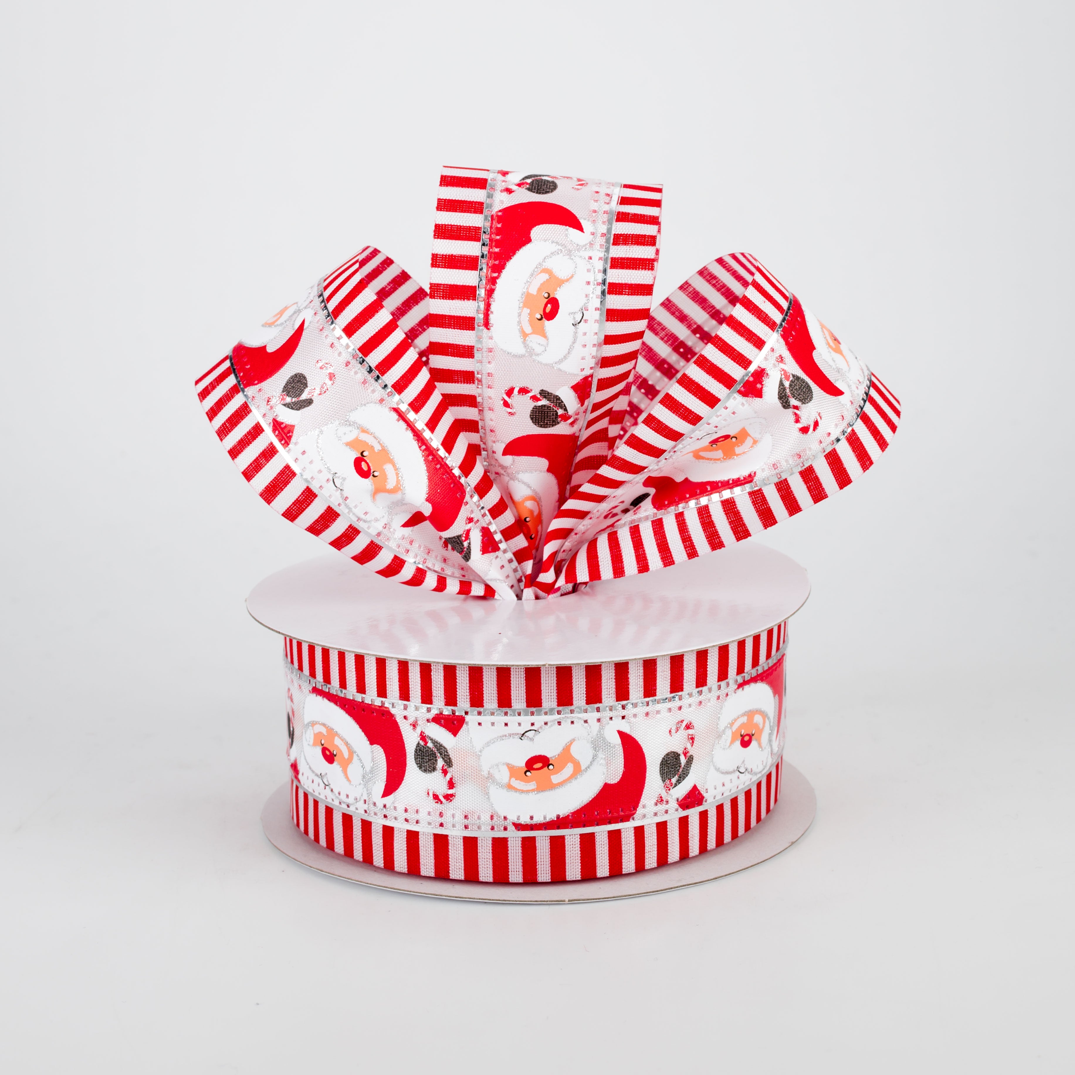 1.5" Cute Santa Red & White Border Ribbon (10 Yards) Lifestyle Photo