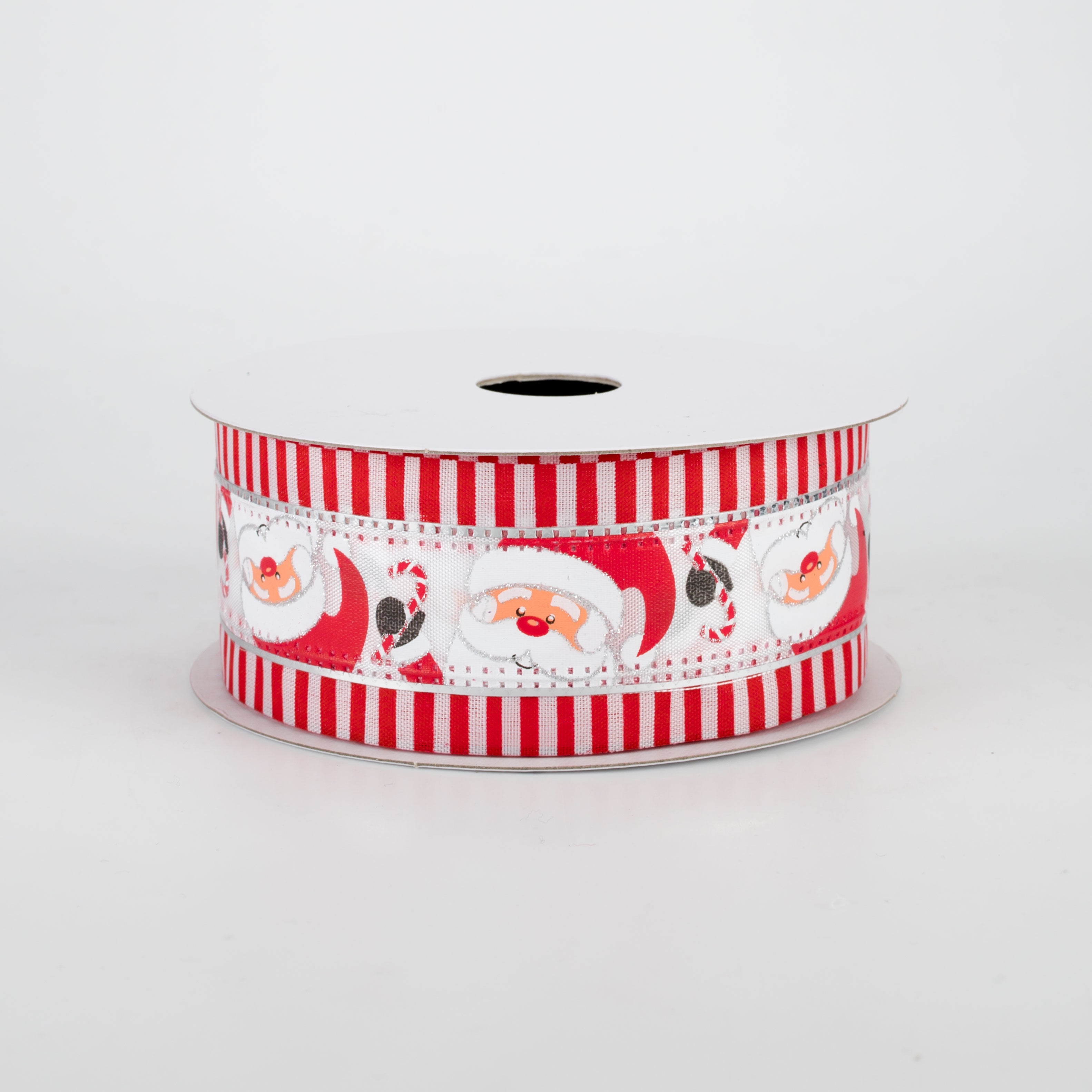 1.5" Cute Santa Red & White Border Ribbon (10 Yards)