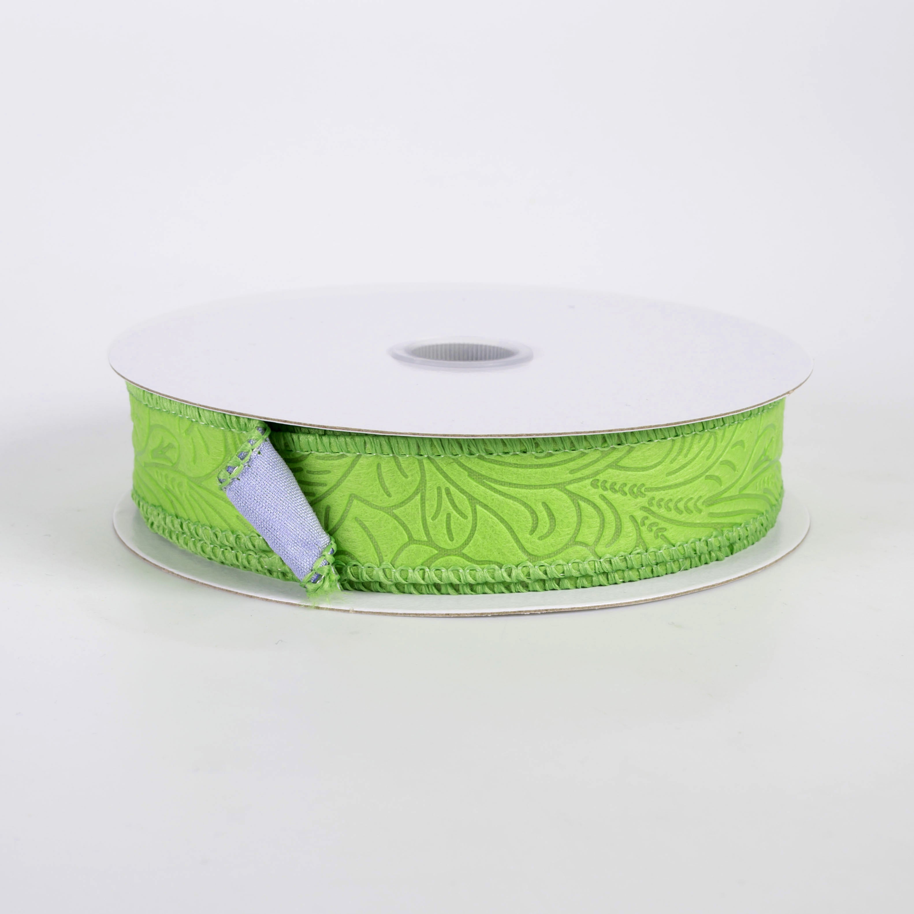 7/8" Double Sided Flower Breeze & Dupioni Ribbon: Lime & Lavender (10 Yards)