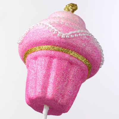 18" Beaded Cupcake Pick: Pink