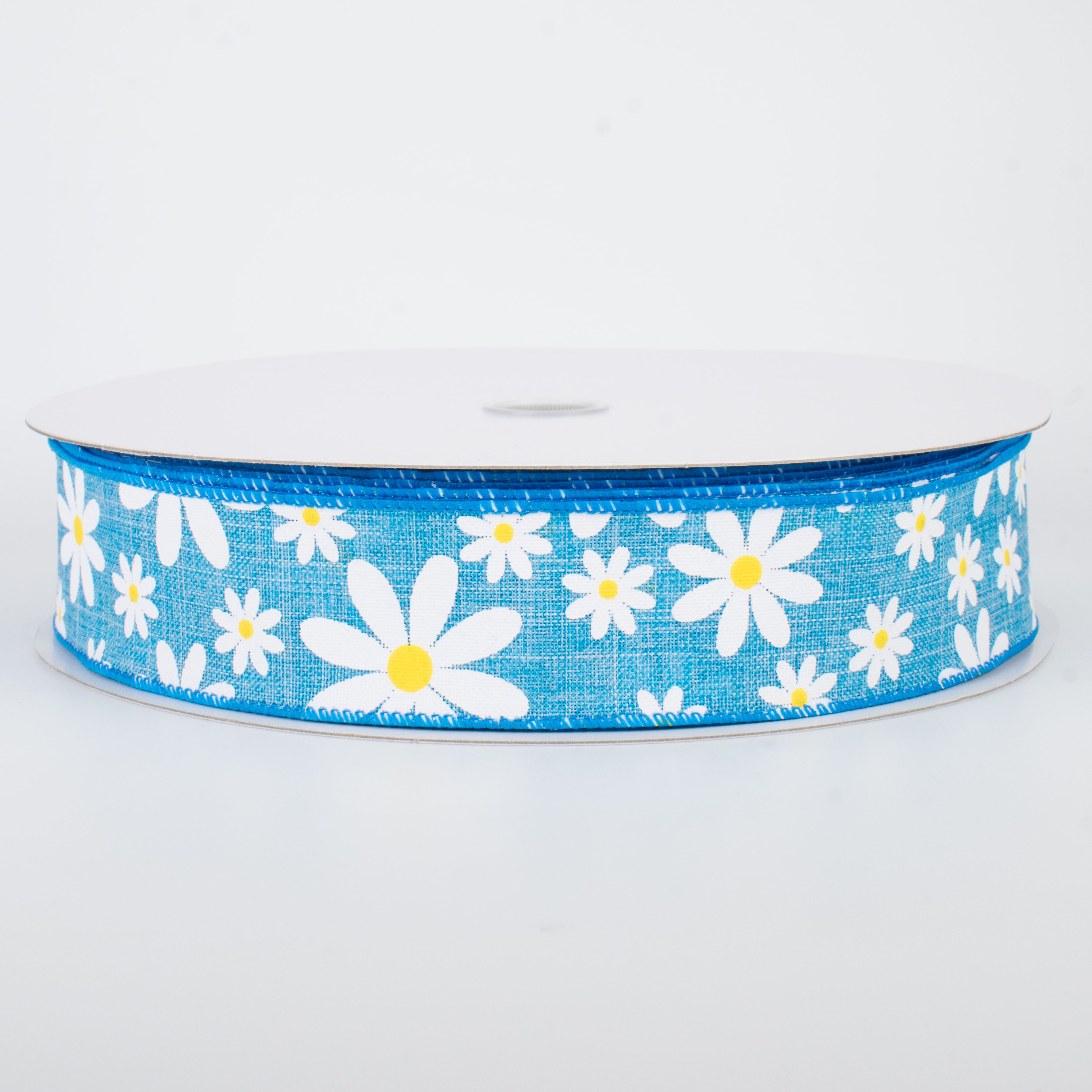 1.5" Daisy Flower Ribbon: Blue (50 Yards)