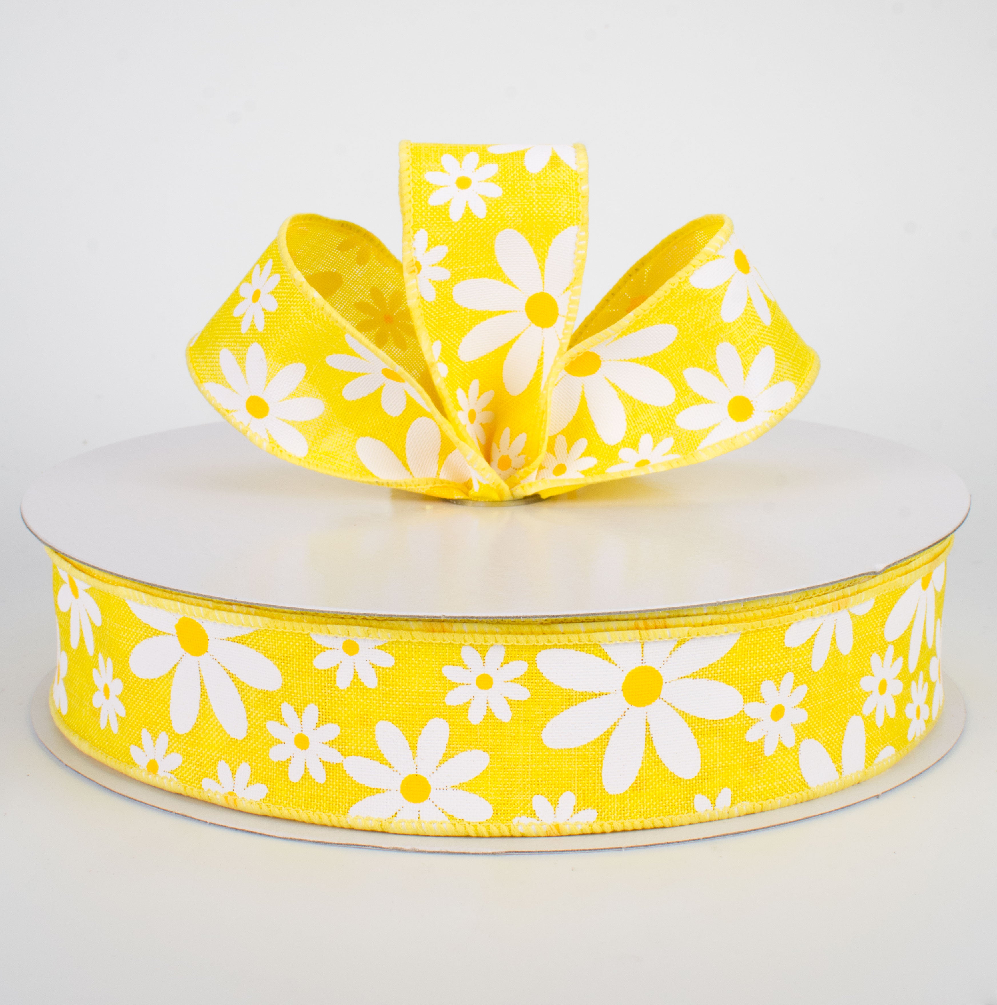 1.5" Daisy Flower Ribbon: Yellow (50 Yards) Lifestyle Photo