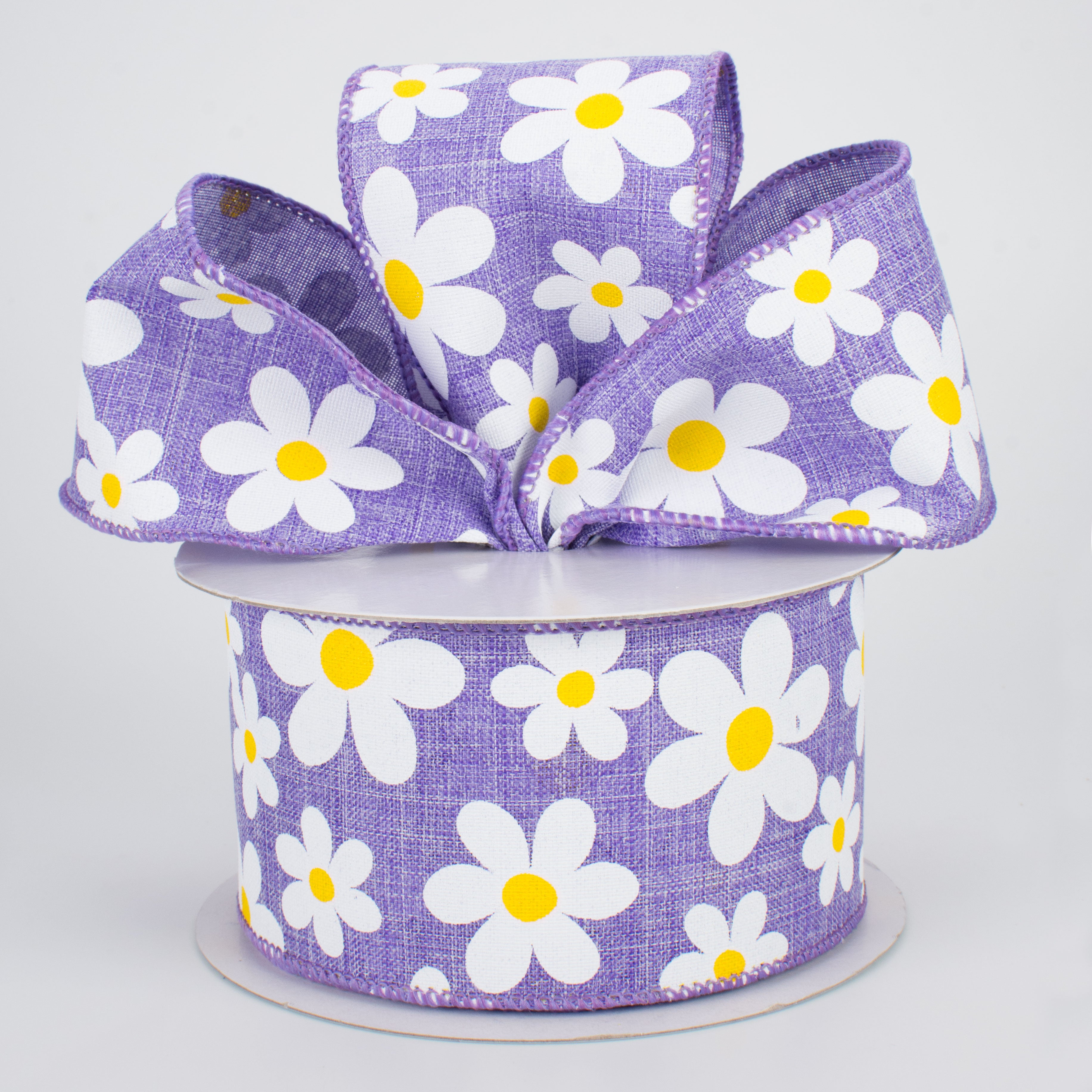 2.5" Daisy Print Ribbon: Lavender (10 Yards) Lifestyle Photo