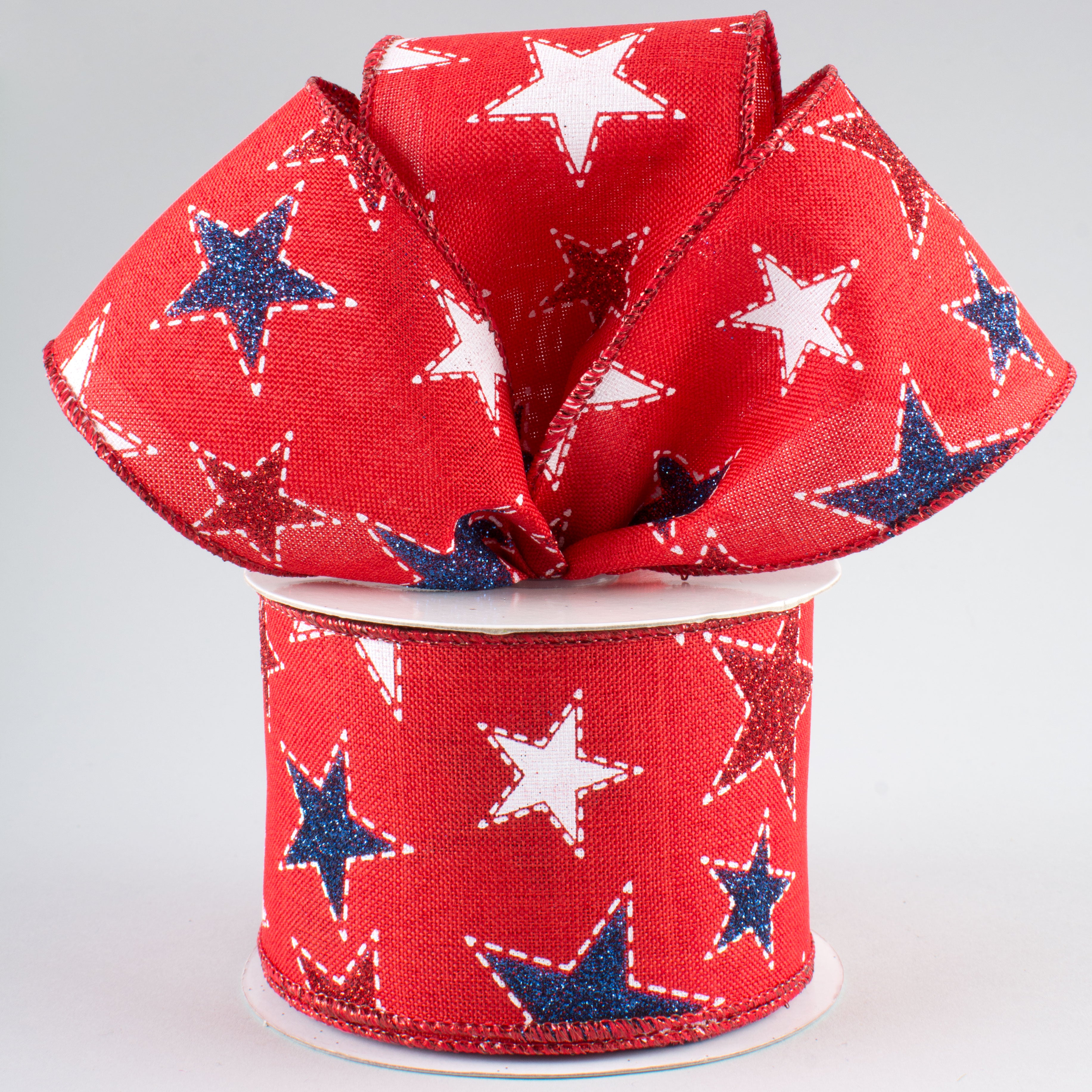 2.5" Dashed Glitter Star Ribbon: Red (10 Yards) Lifestyle Photo
