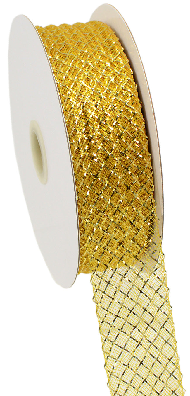 1.5" Deco Flex Mesh Ribbon: Metallic Gold (30 Yards) detail photo 4