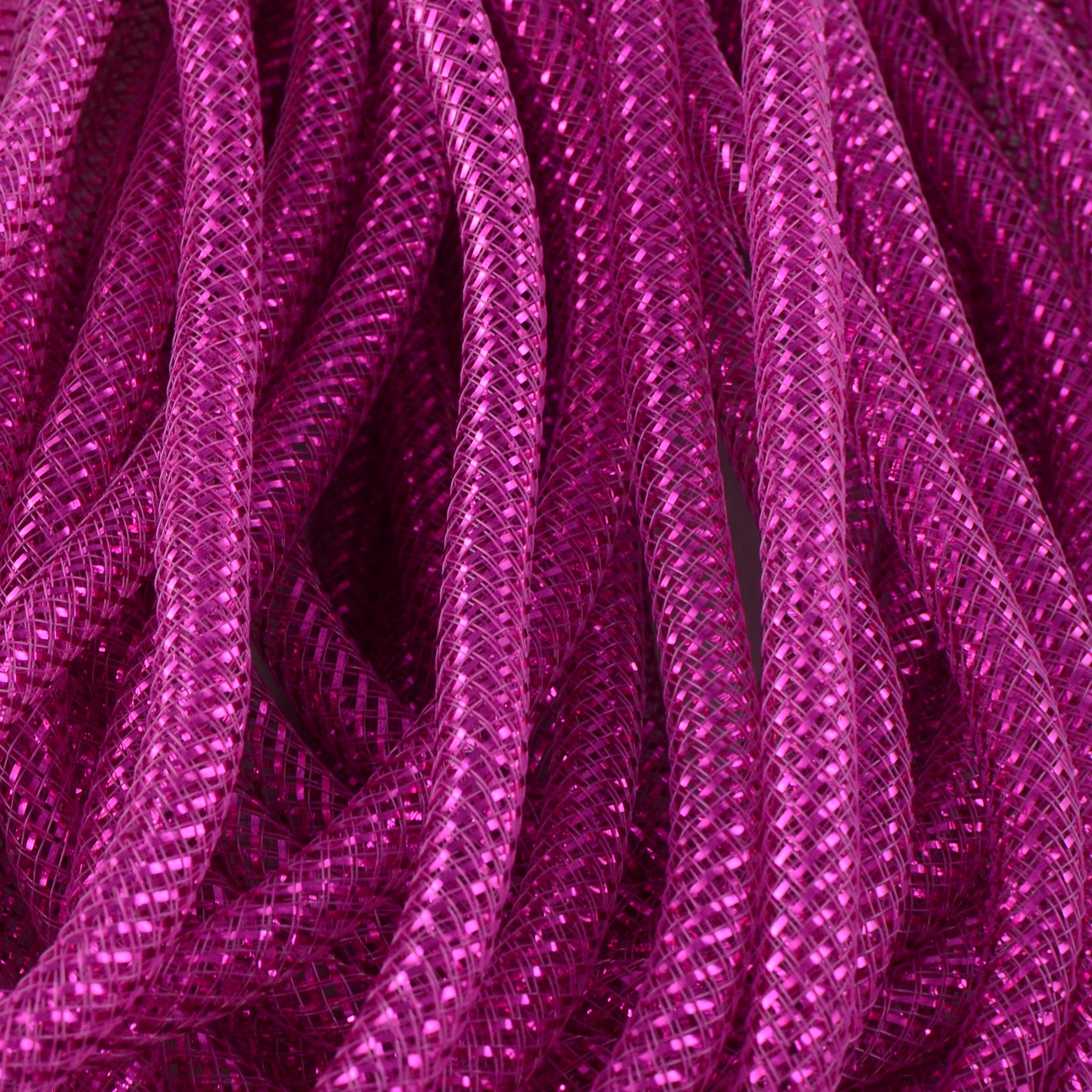 Deco Flex Tubing Ribbon: Metallic Fuchsia (30 Yards) Lifestyle Photo