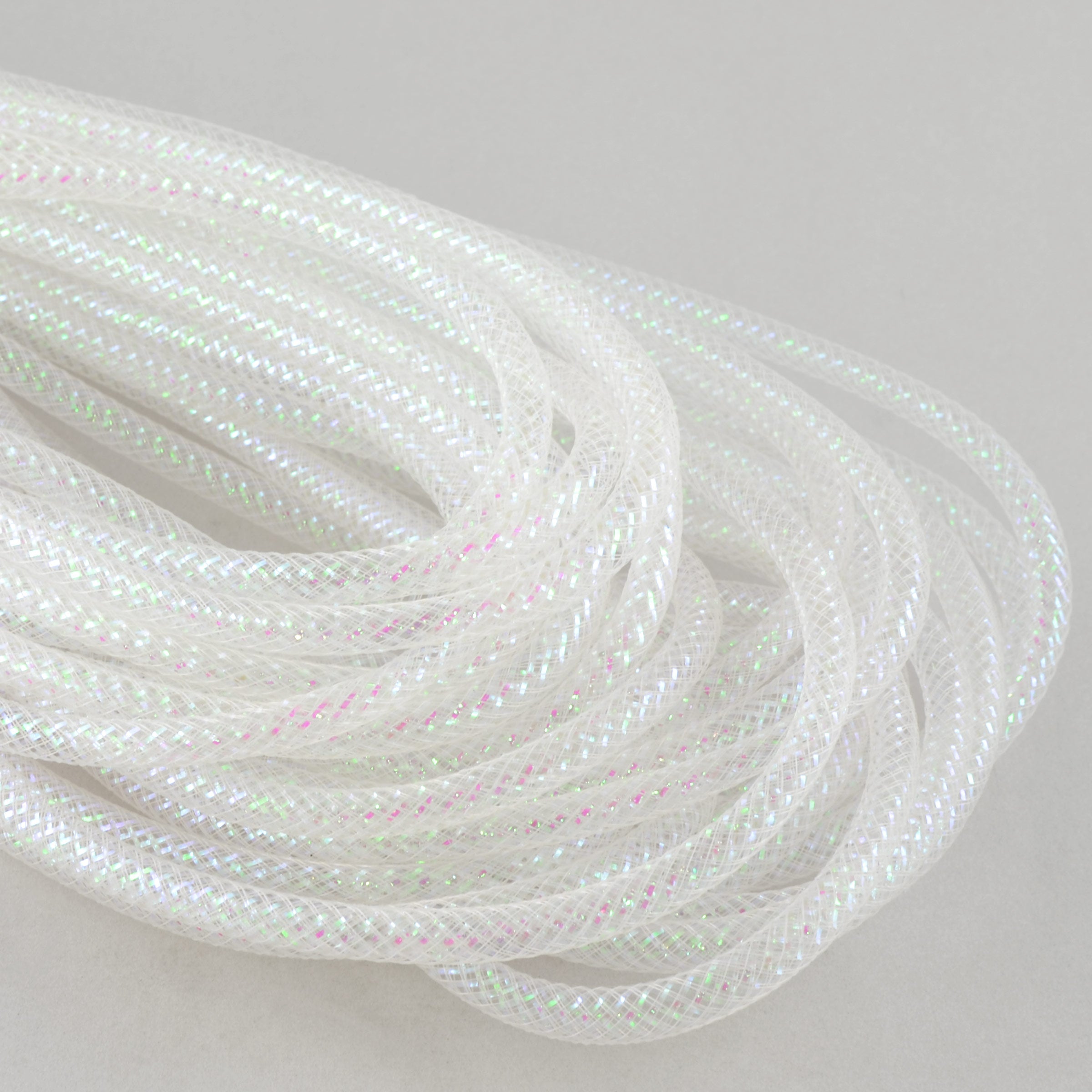 Deco Flex Tubing Ribbon: White Iridescent (30 Yards) Item Number: RE300132