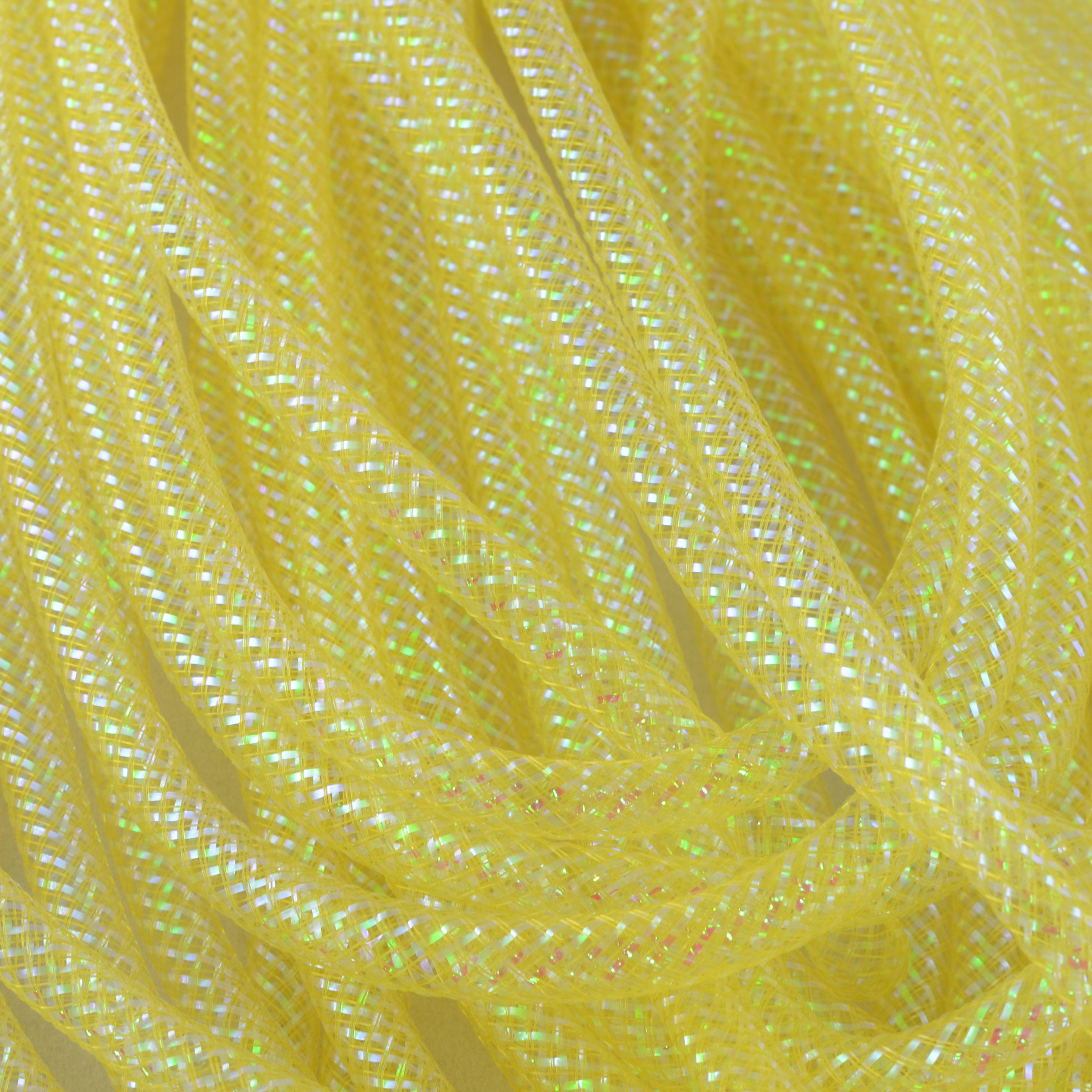 Deco Flex Tubing Ribbon: Yellow Iridescent (30 Yards) Lifestyle Photo