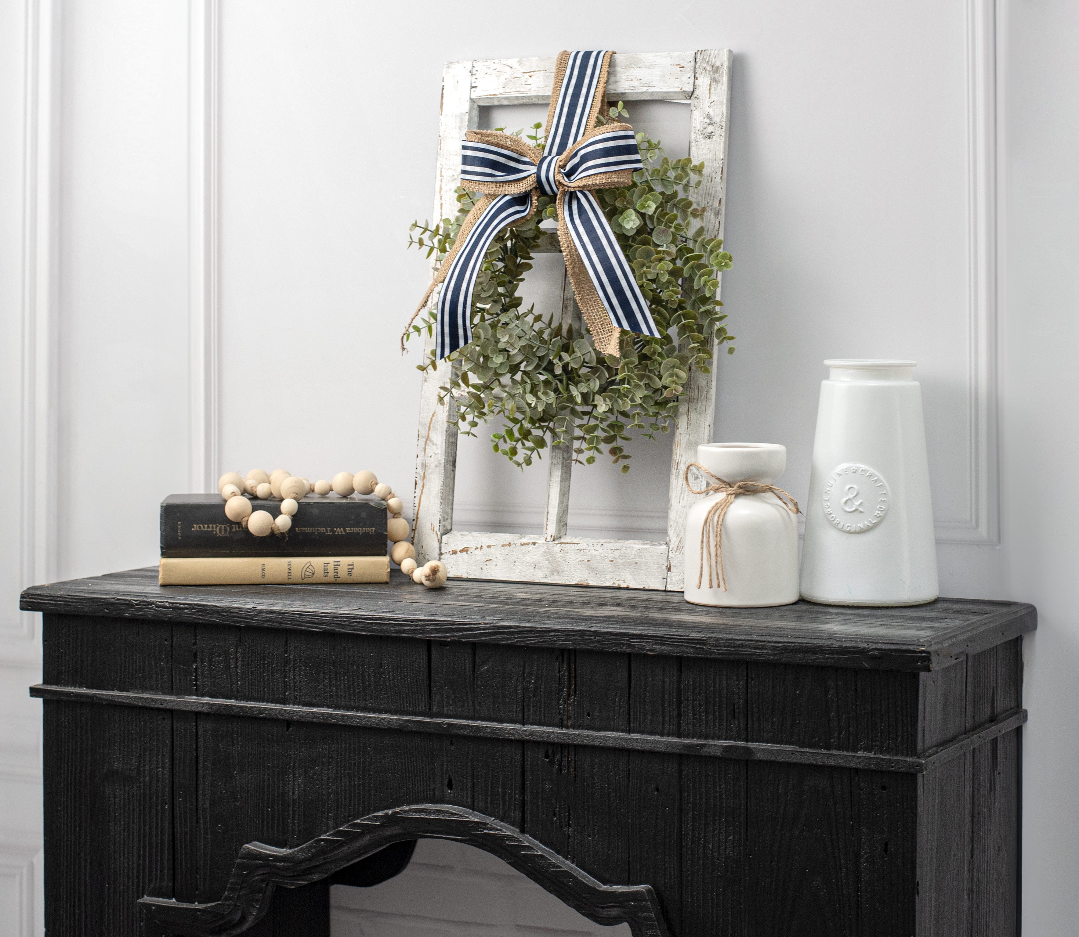 20" Decorative Wood Window: Antique Grey detail photo 4