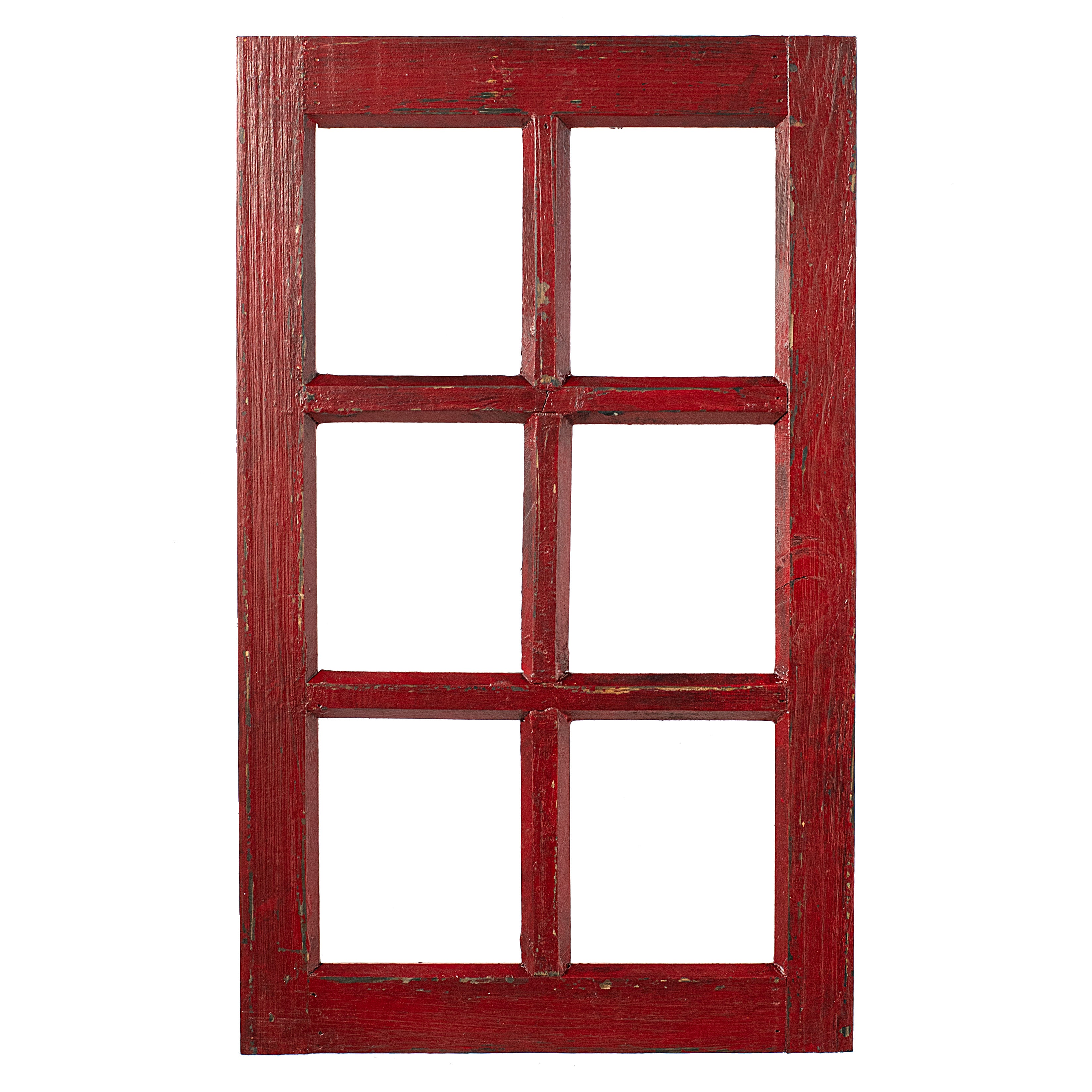 20" Decorative Wood Window: Antique Red Item Number: AP036350