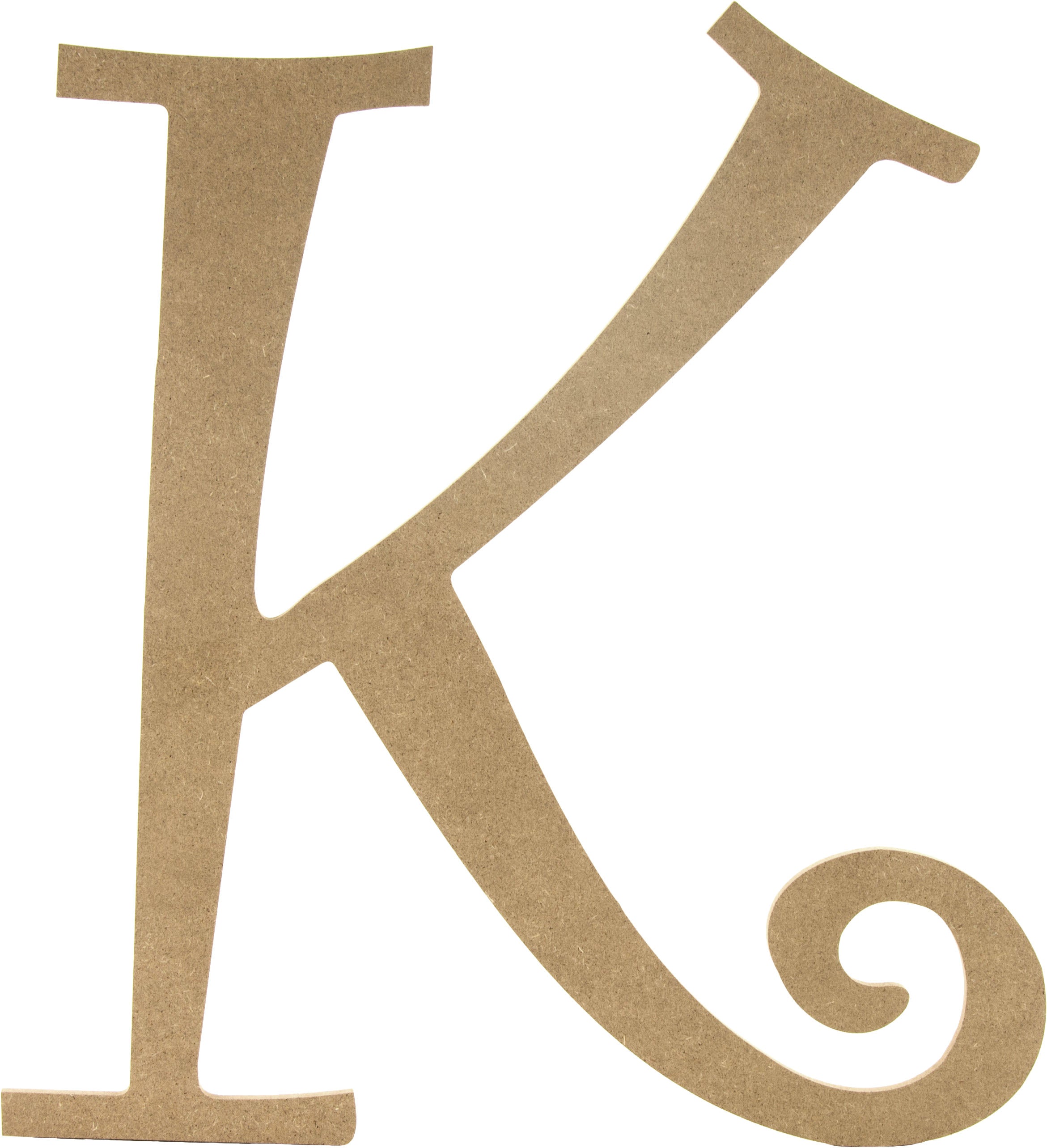 14" Decorative Wooden Curly Letter: K Item Number: AB2155