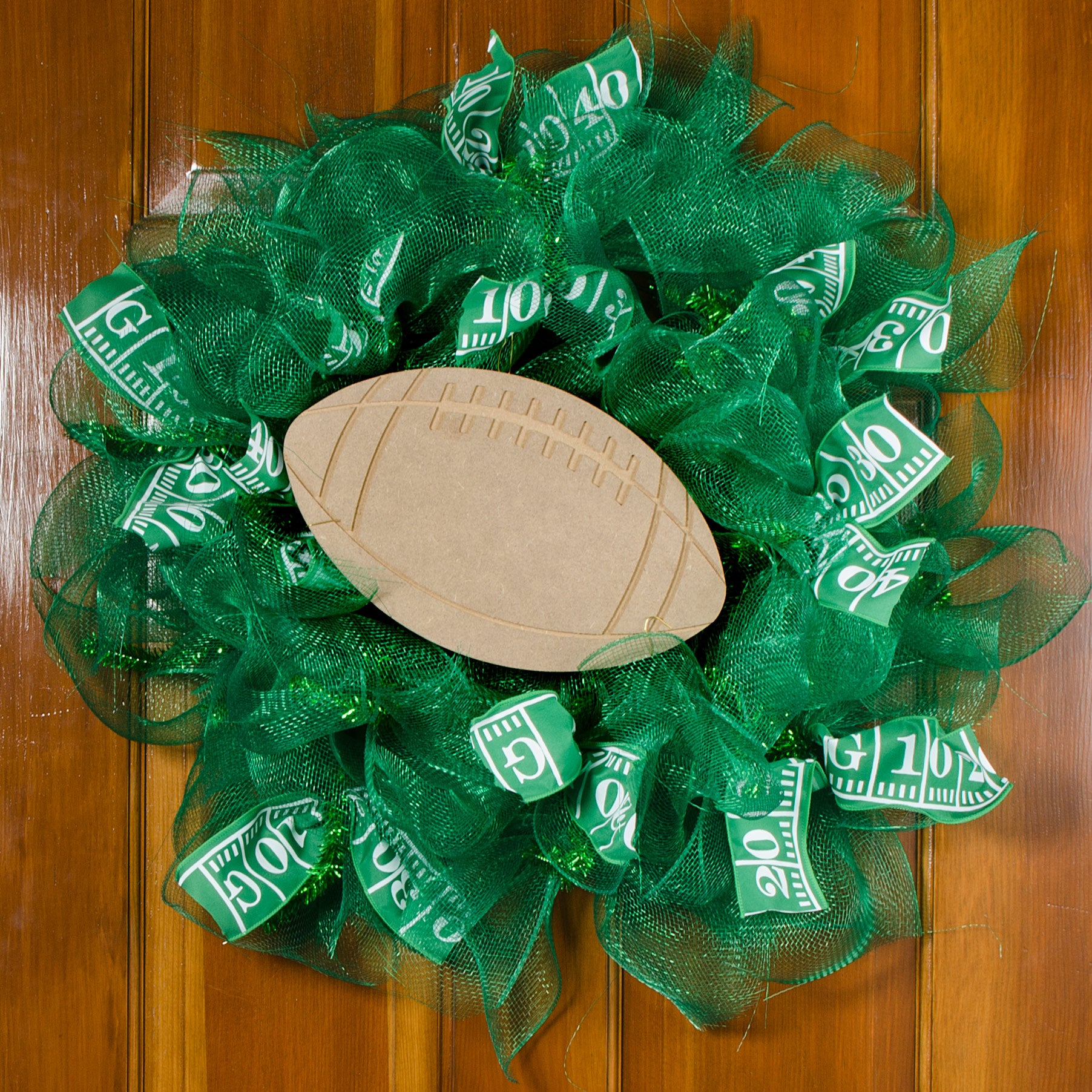 11" Decorative Wooden Football: Natural Lifestyle Photo