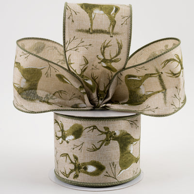 2.5" Deer Ribbon: Natural & Moss (10 Yards) Lifestyle Photo