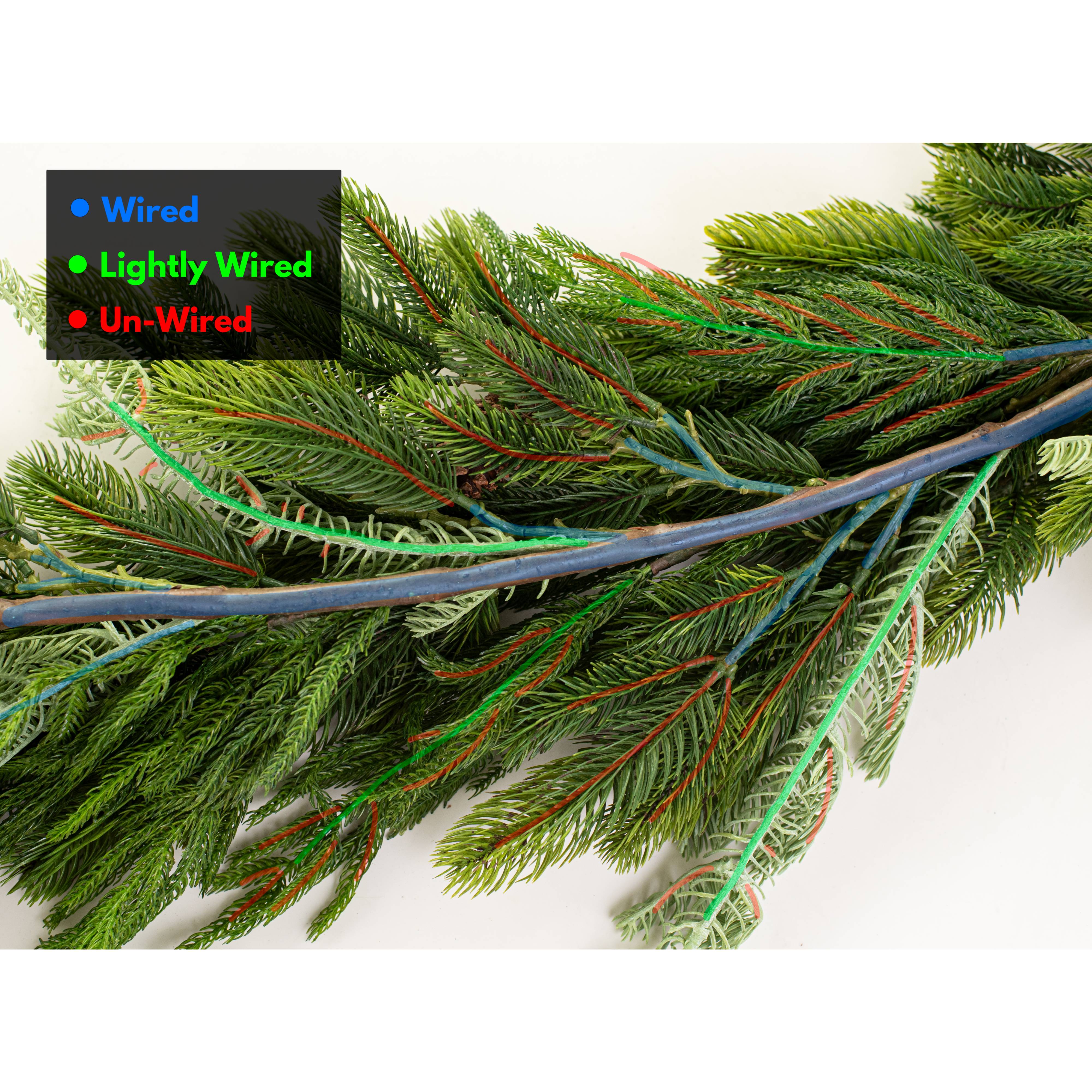 6' Deluxe Norfolk, Spruce & Juniper Cone Garland: Green detail photo 6