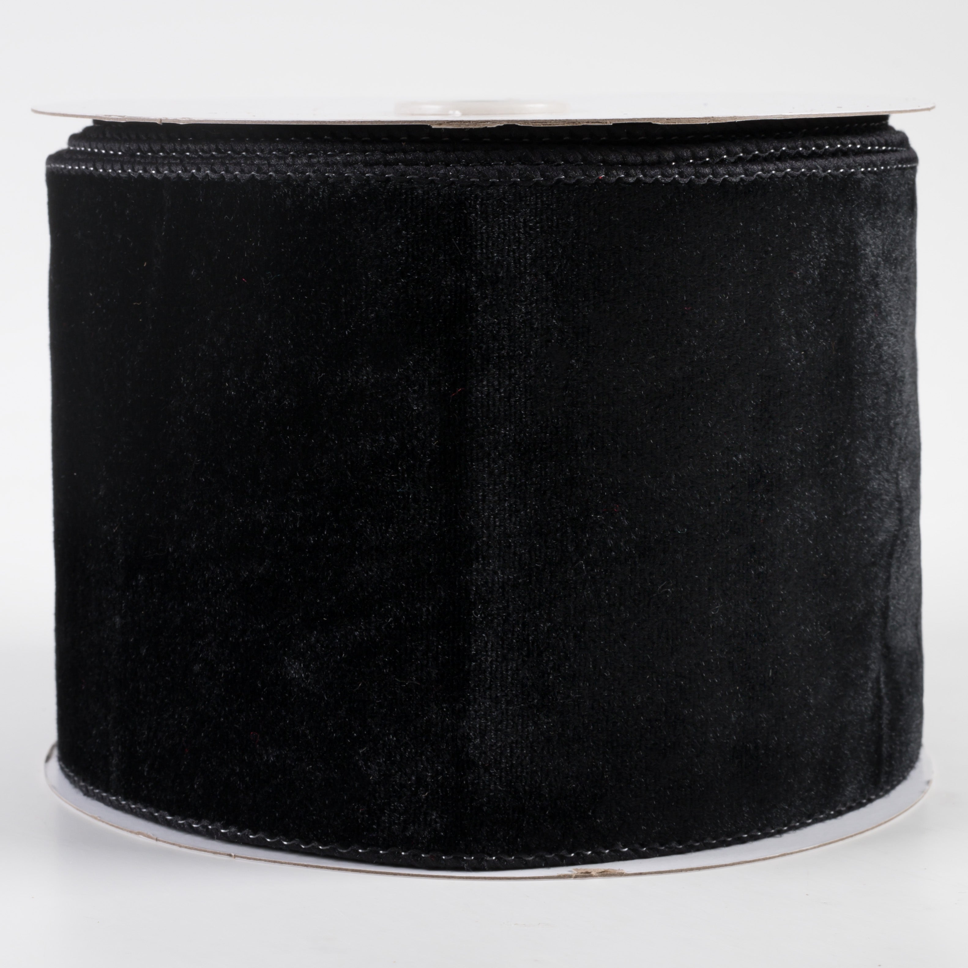 4" Deluxe Velvet Satin Backing Ribbon: Black (10 Yards)