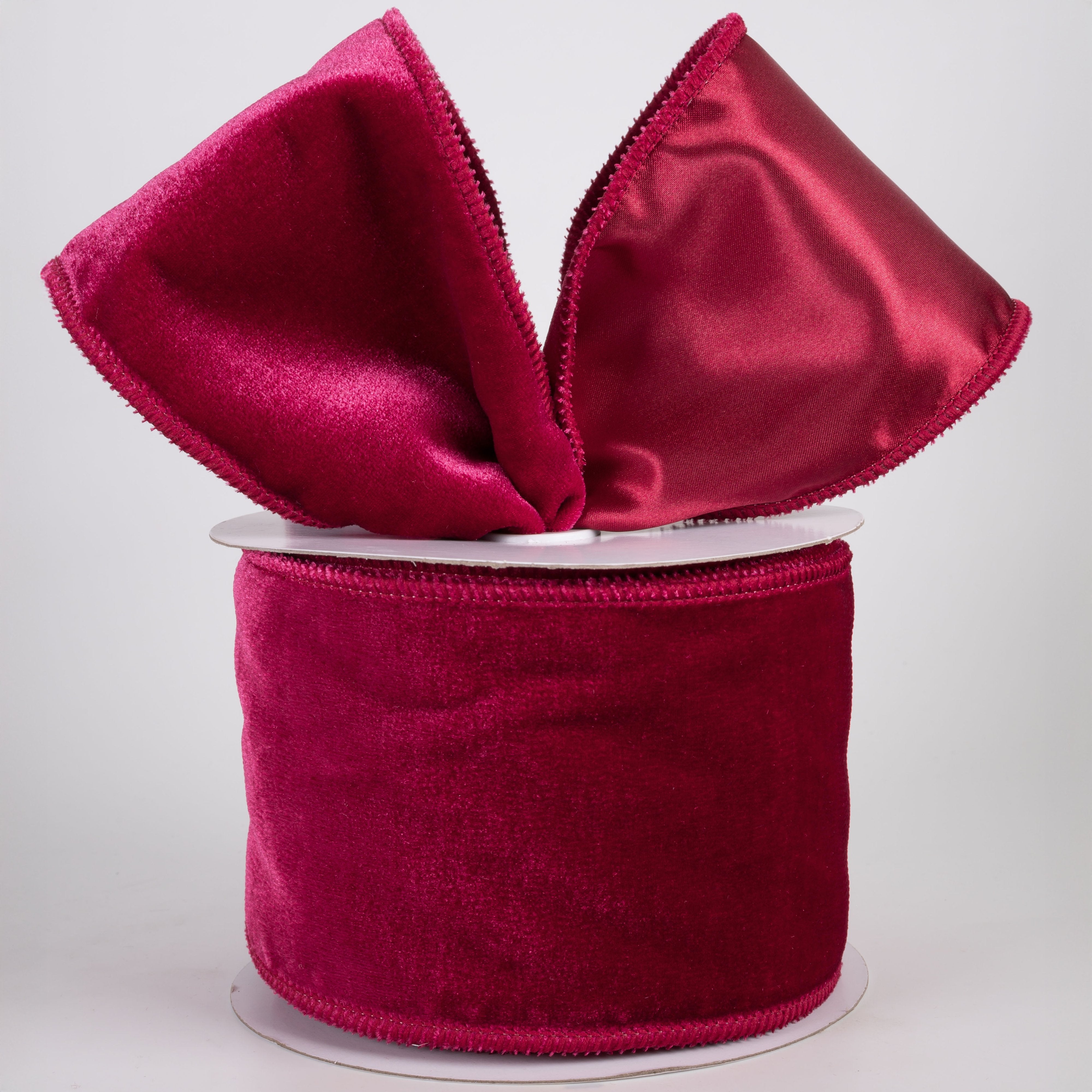 4" Deluxe Velvet Satin Backing Ribbon: Cranberry Red (10 Yards) Lifestyle Photo