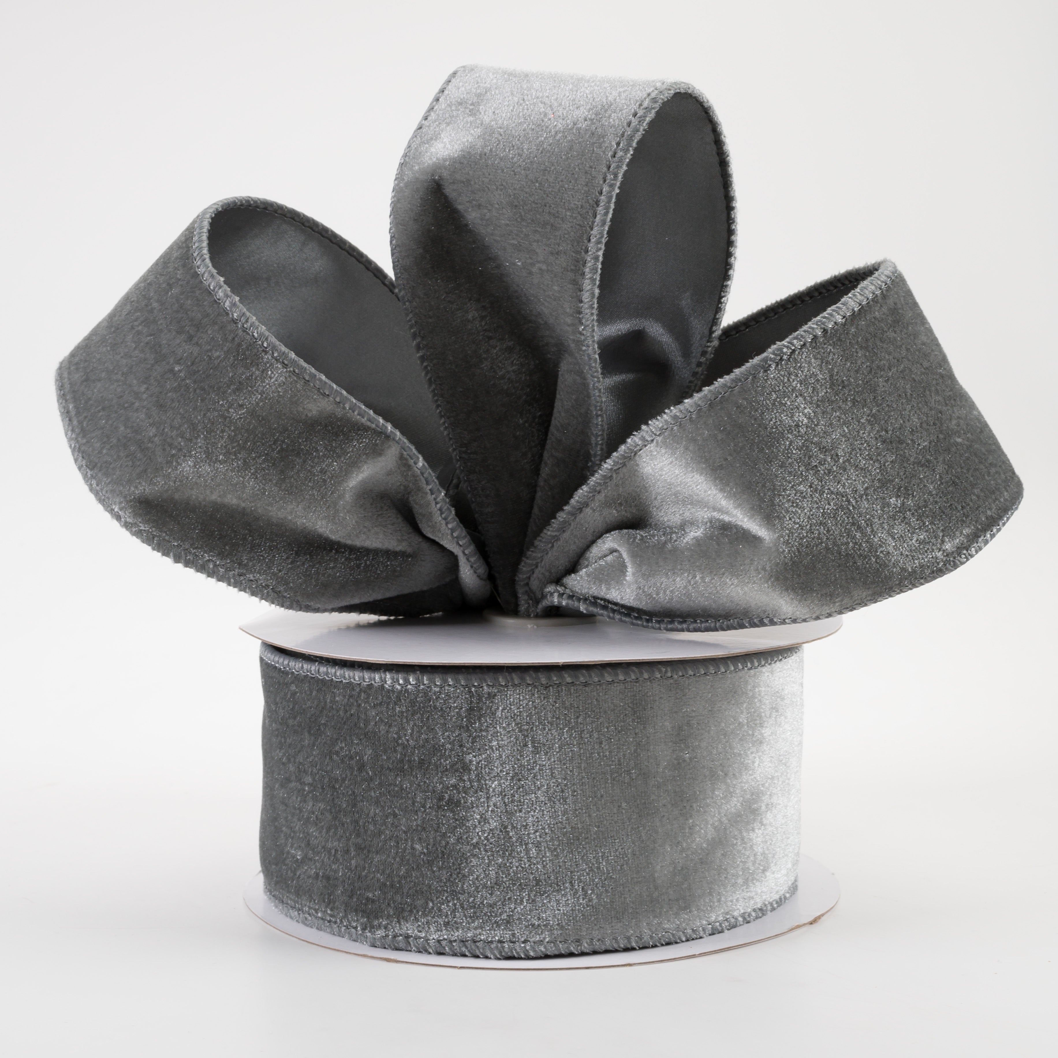 2.5" Deluxe Velvet Satin Backing Ribbon: Dark Grey (10 Yards) Lifestyle Photo