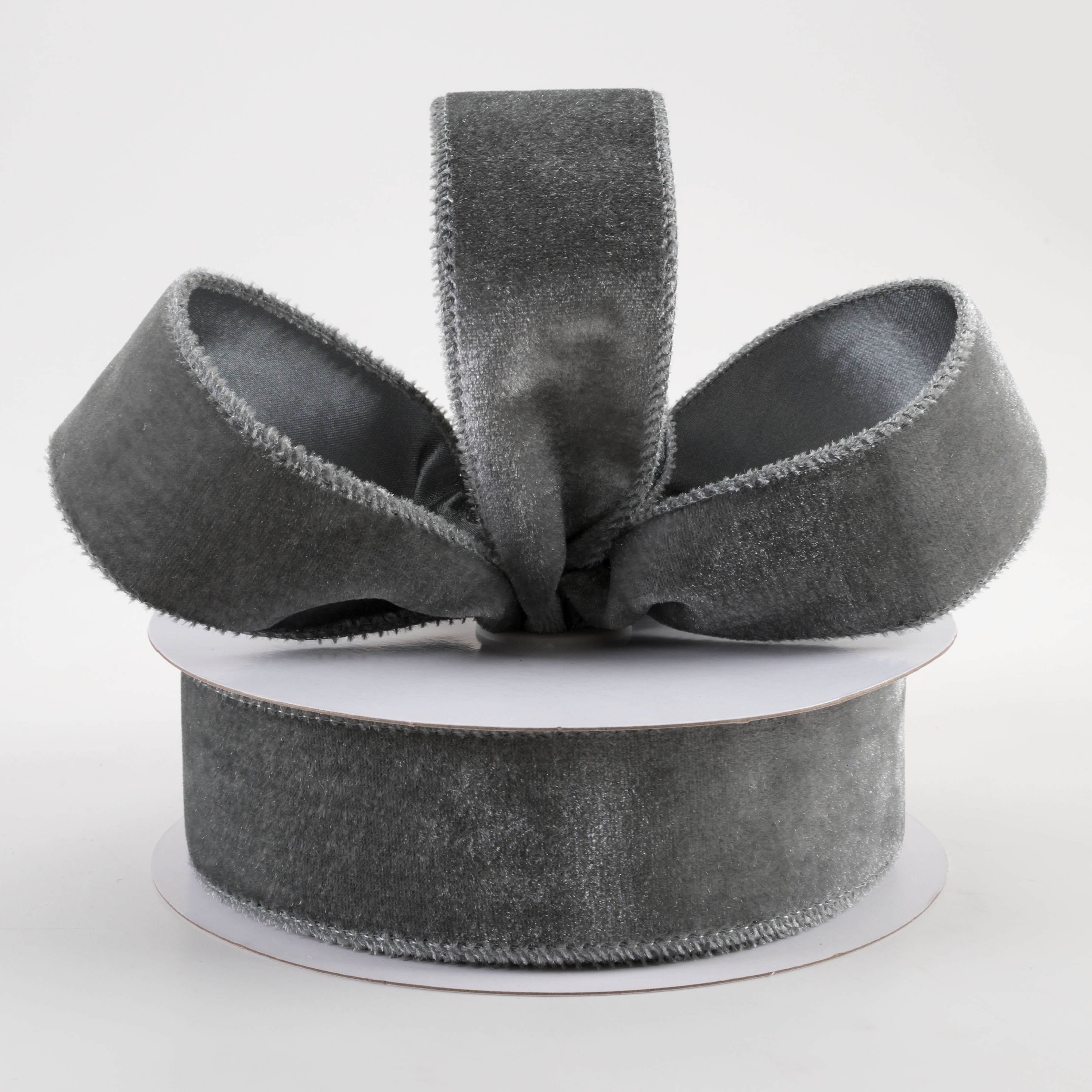 1.5" Deluxe Velvet Satin Backing Ribbon: Dark Grey (10 Yards) Lifestyle Photo