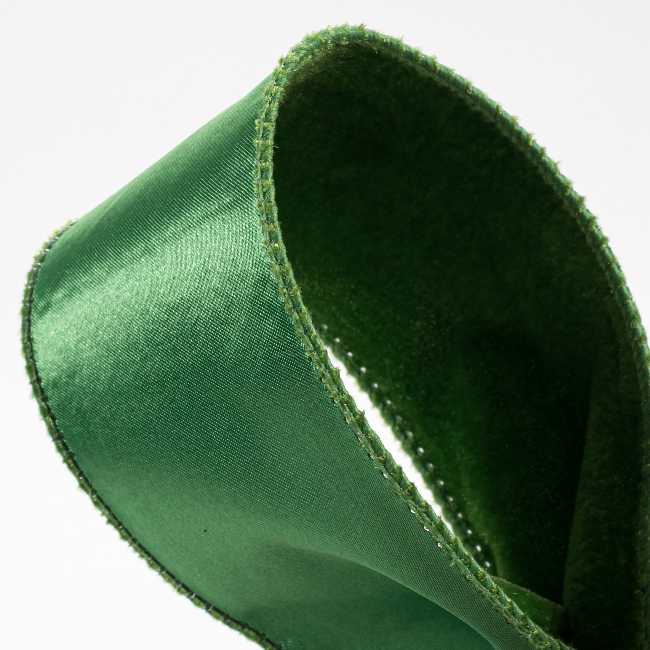 2.5" Deluxe Velvet Satin Backing Ribbon: Emerald Green (10 Yards) detail photo 3