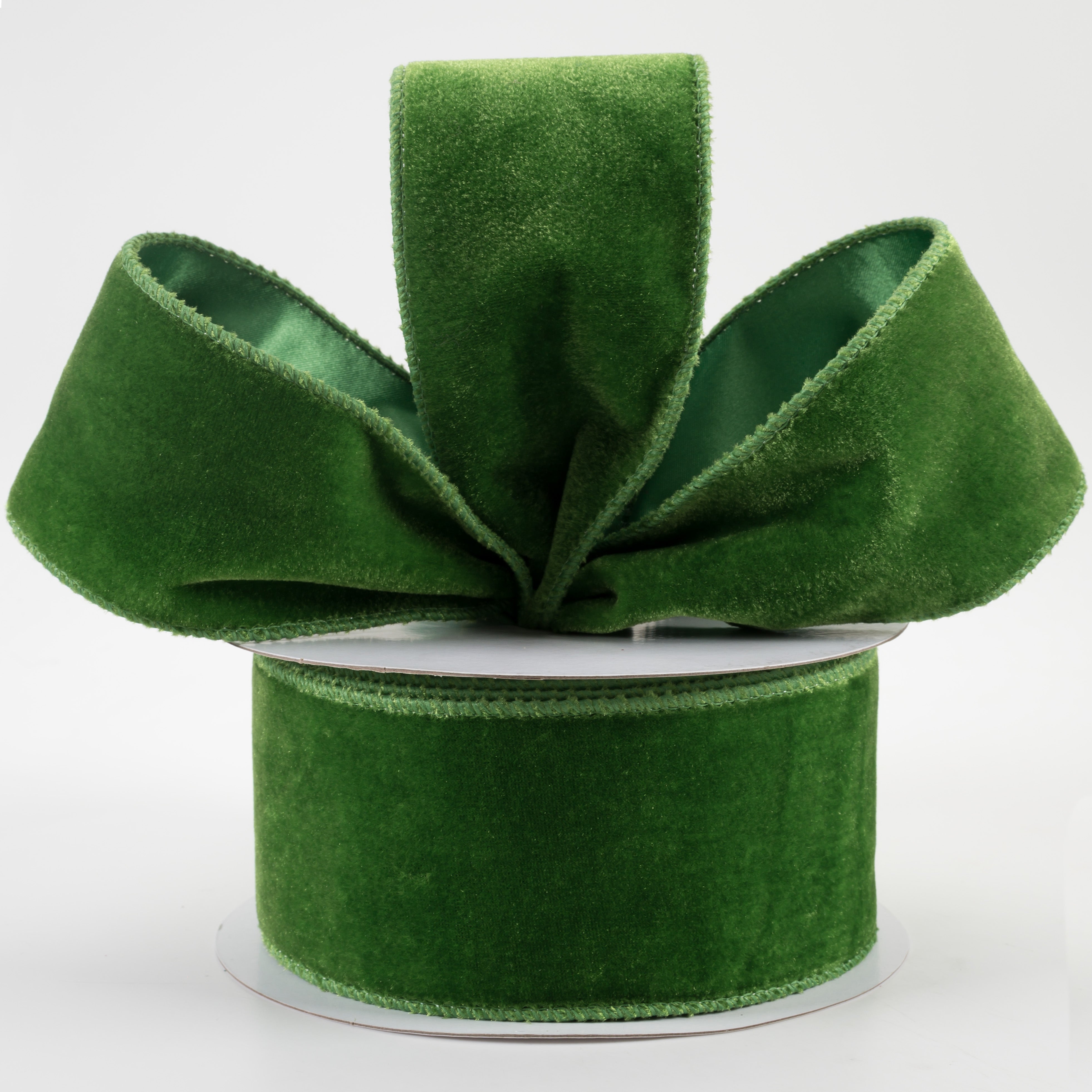 2.5" Deluxe Velvet Satin Backing Ribbon: Emerald Green (10 Yards) Lifestyle Photo