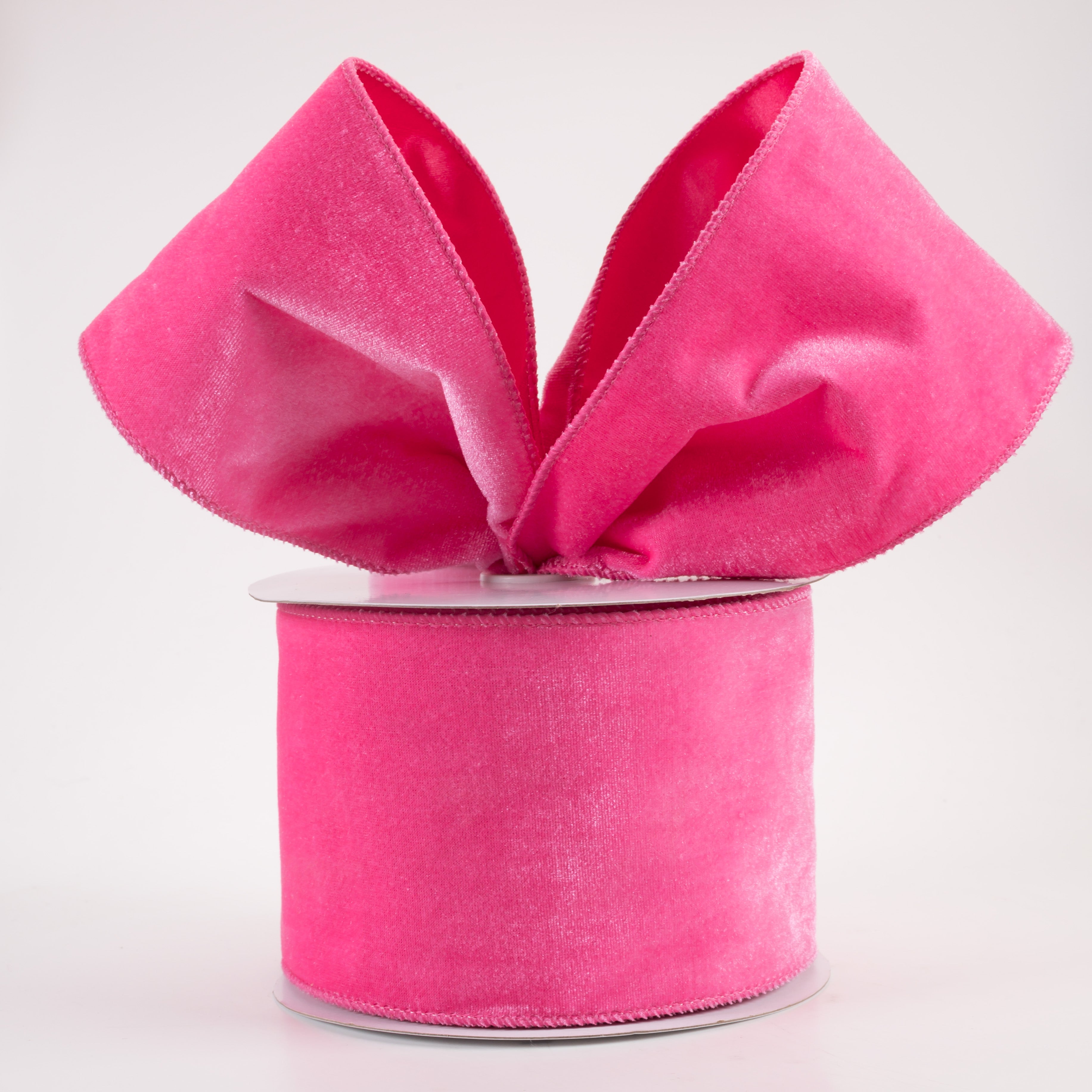 4" Deluxe Velvet Satin Backing Ribbon: Hot Pink (10 Yards) Lifestyle Photo